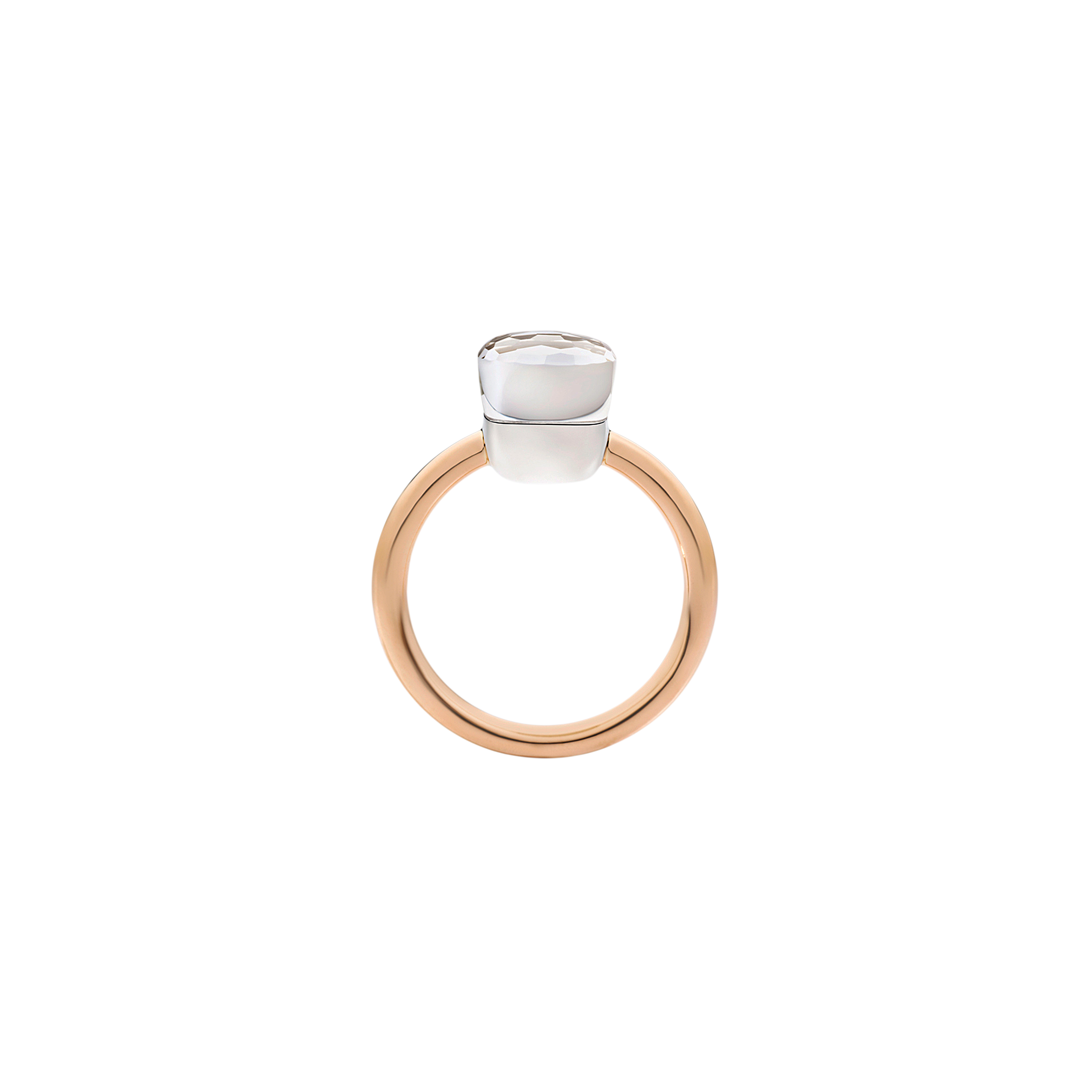 Pomellato | ANELLO NUDO - ANELLO NUDO PETIT IN ORO ROSA CON CASTONE IN ORO BIANCO E TOPAZIO BIANCO SFACCETTATO - A.B403/O6/TB - PAB4030O6000000TB (3)
