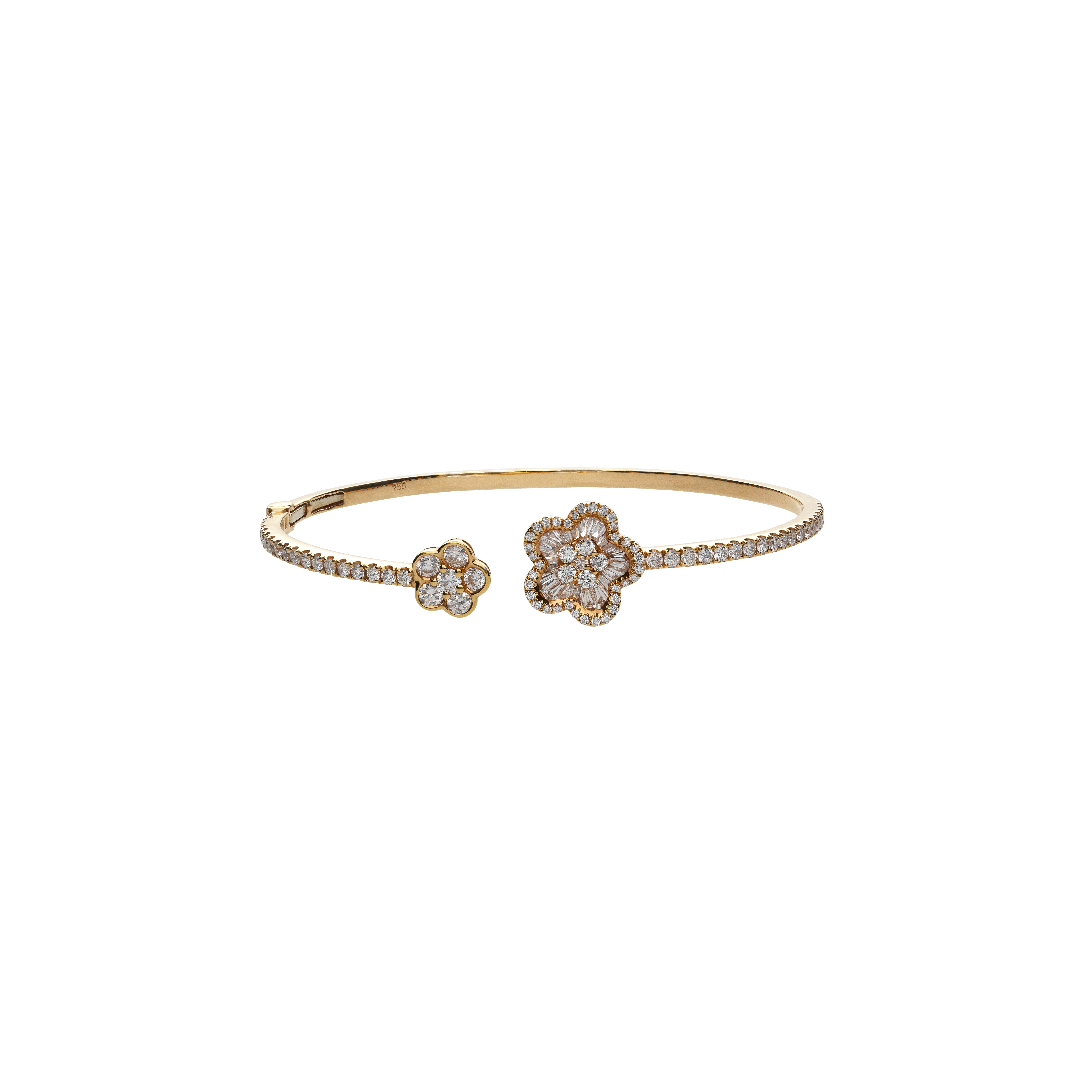 Bartorelli Italian Jewels | BRACCIALE BANGLE FIORE IN ORO ROSA CON DIAMANTI - GIBR014340 (1)