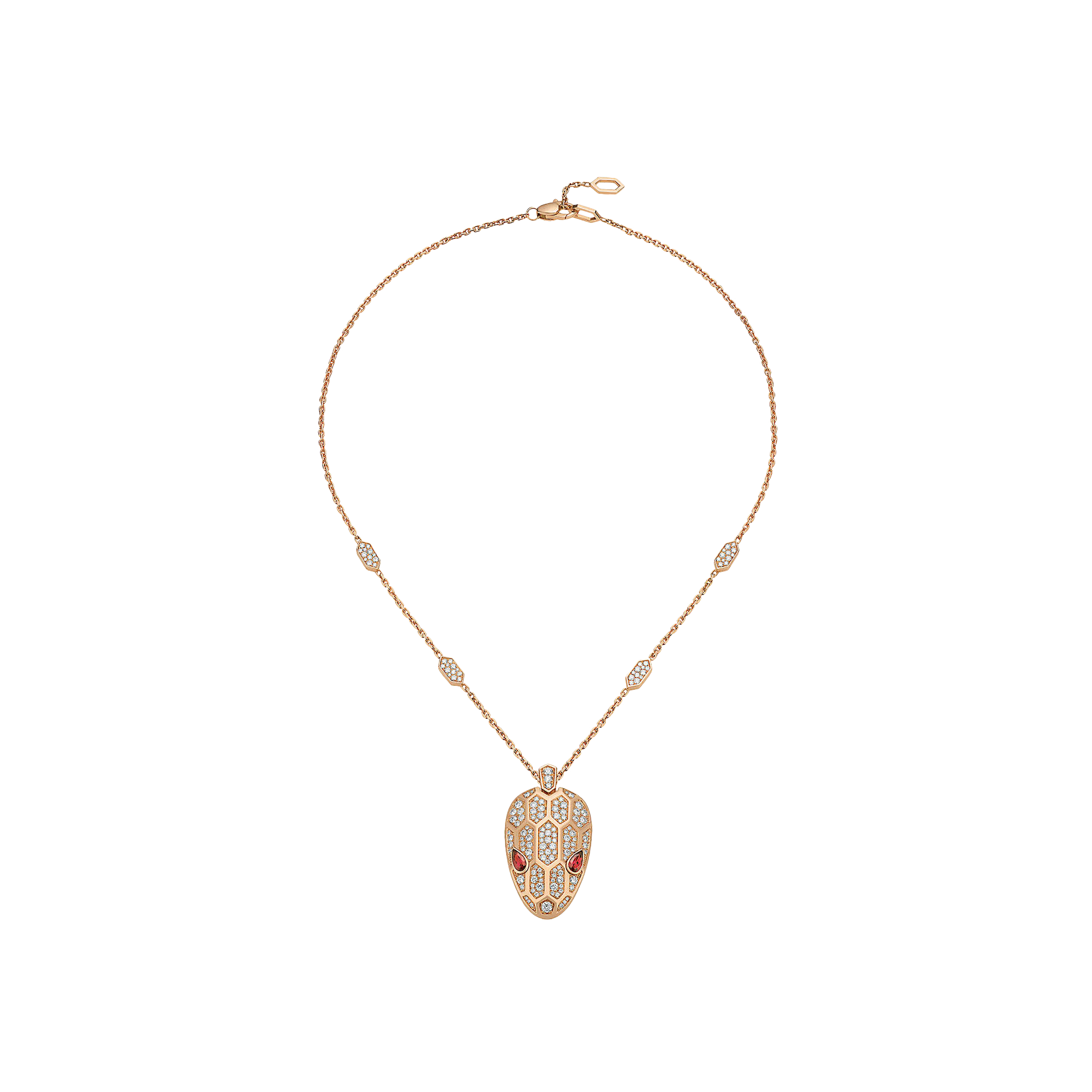 Bulgari | COLLANA SERPENTI IN ORO ROSA CON RUBELITE E PAV&Egrave; DI DIAMANTI - CL857660 - CL857660 (1)