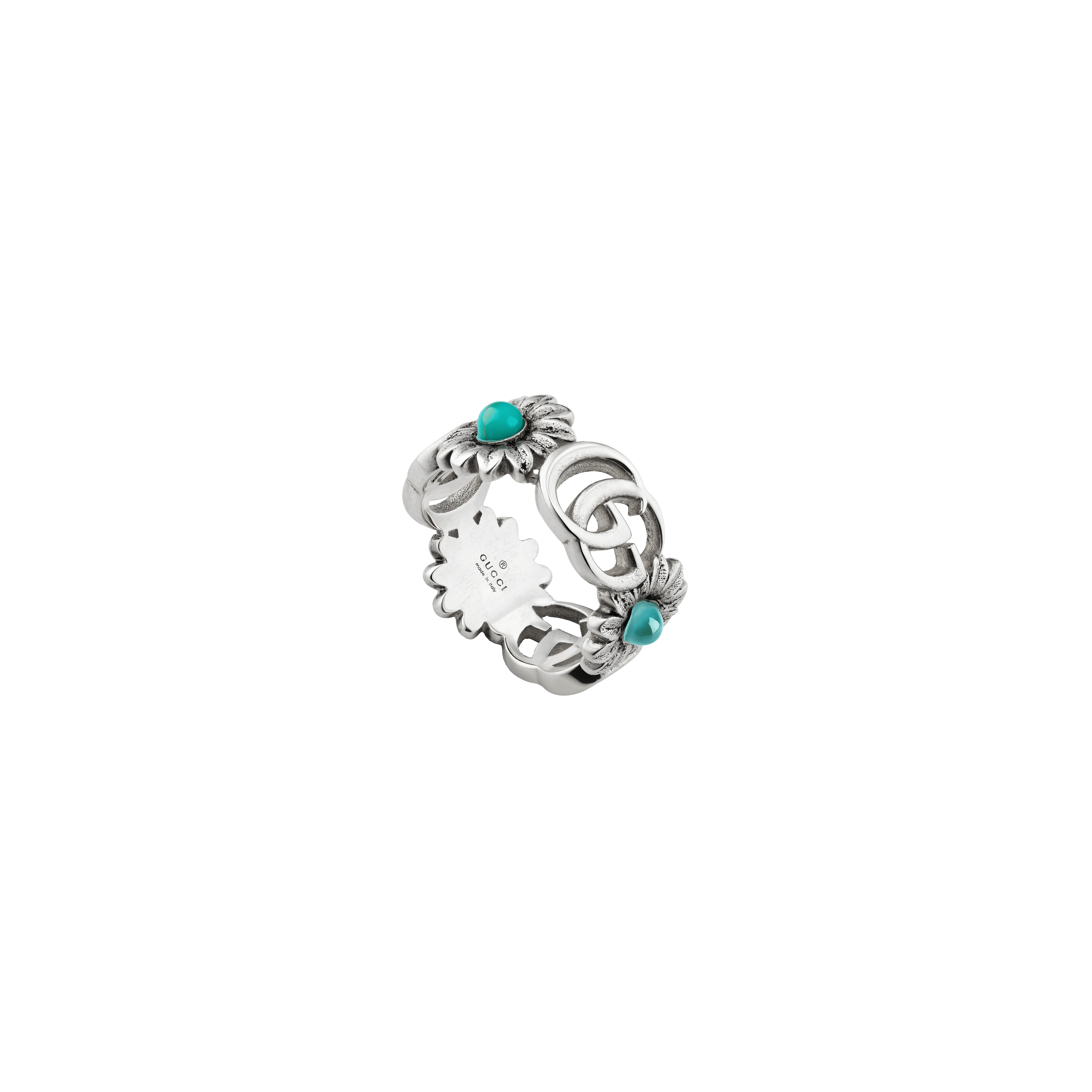Gucci | ANELLO GUCCI GG MARMONT IN ARGENTO CON FIORI E DOPPIA GG - YBC5273940010 - YBC5273940010 (1)