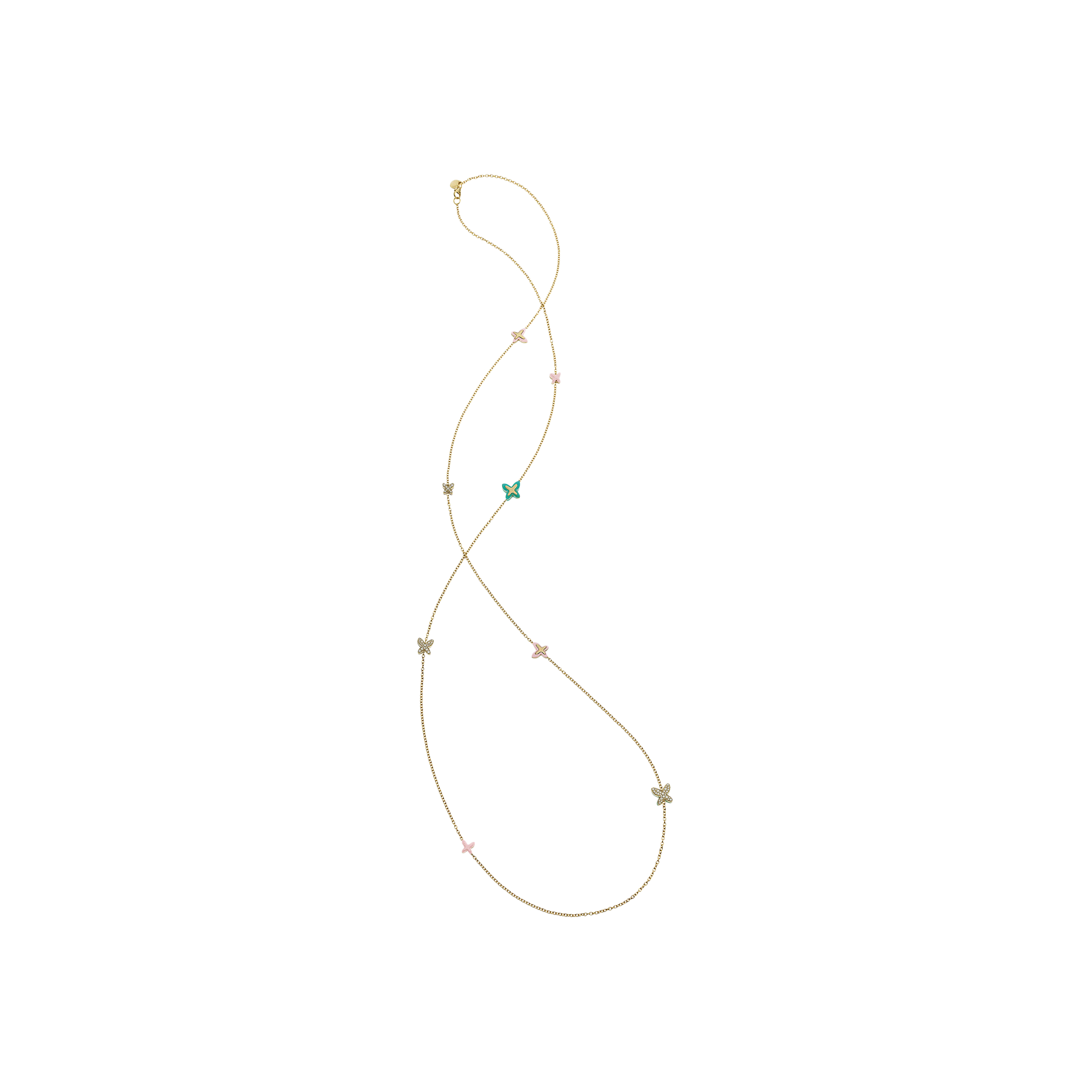 Mimi | COLLANA FREEVOLA IN ORO GIALLO CON DIAMANTI, AGATA MENTA E KOGOLON - CXM246G8P271B (1)