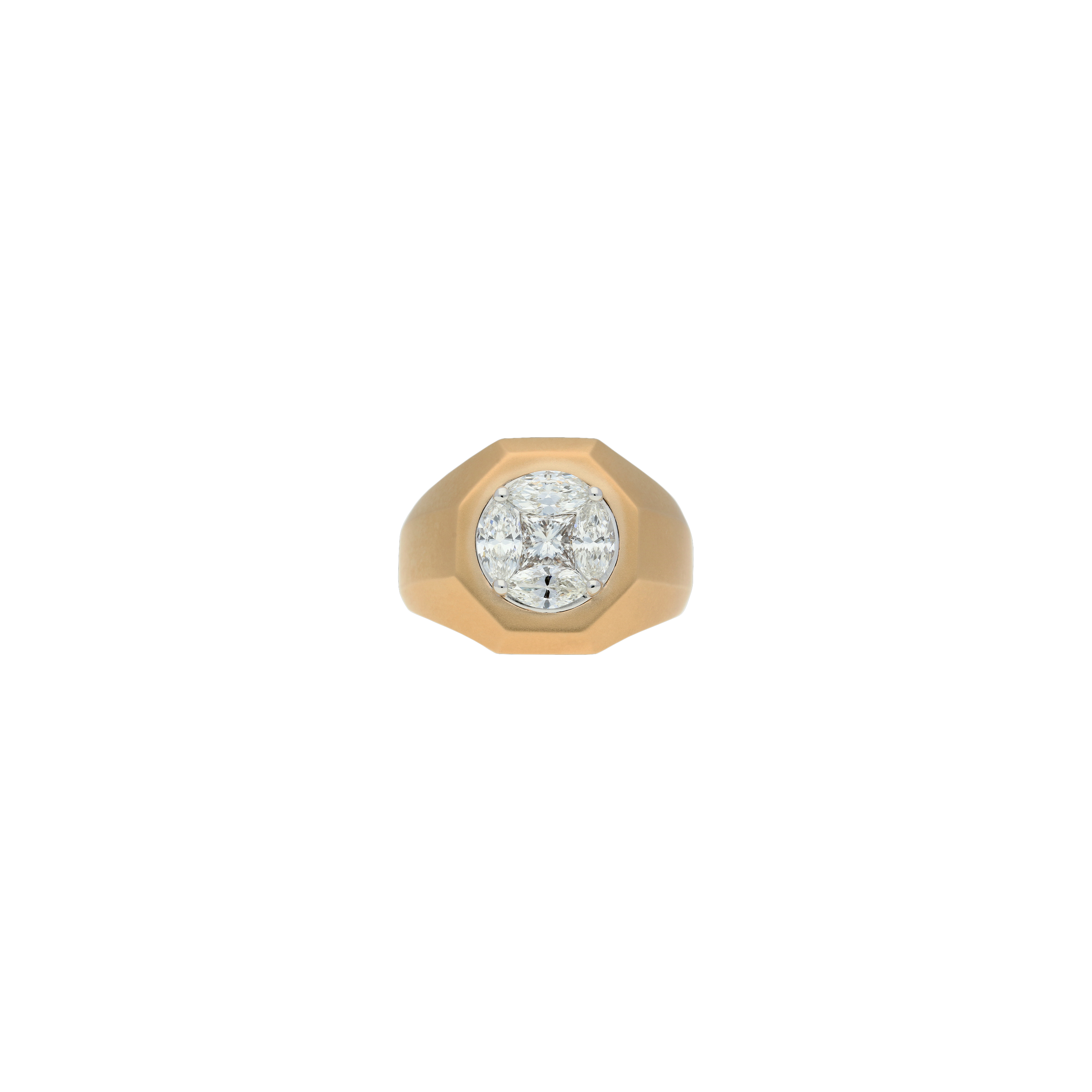 Bartorelli Italian Jewels | ANELLO OCTAGON IN ORO ROSA SATINATO E DIAMANTI BIANCHI - VR26418DPS (2)