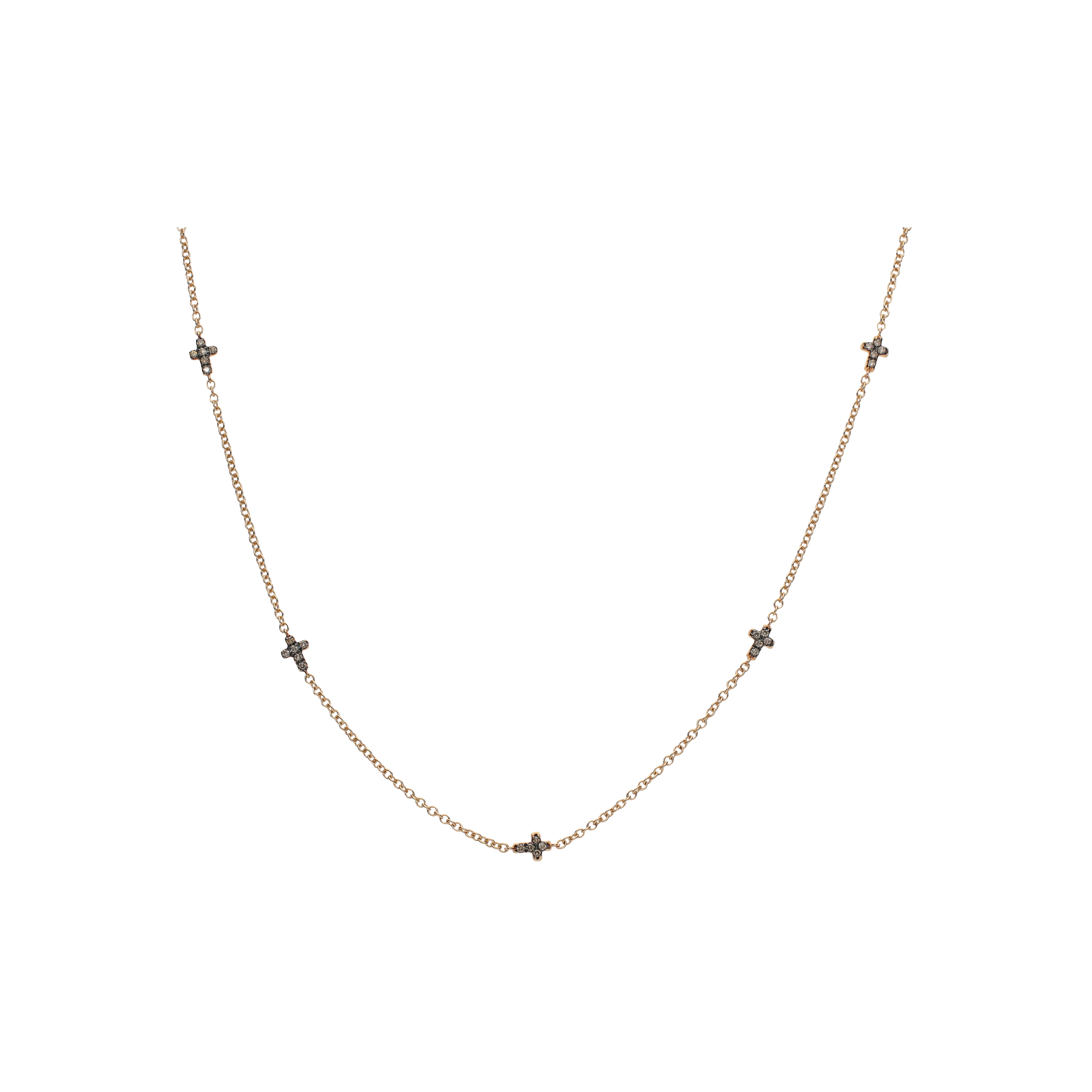 Bartorelli Italian Jewels | COLLANA IN ORO ROSA CON CROCI IN DIAMANTI NERI - FC1695R002N (1)
