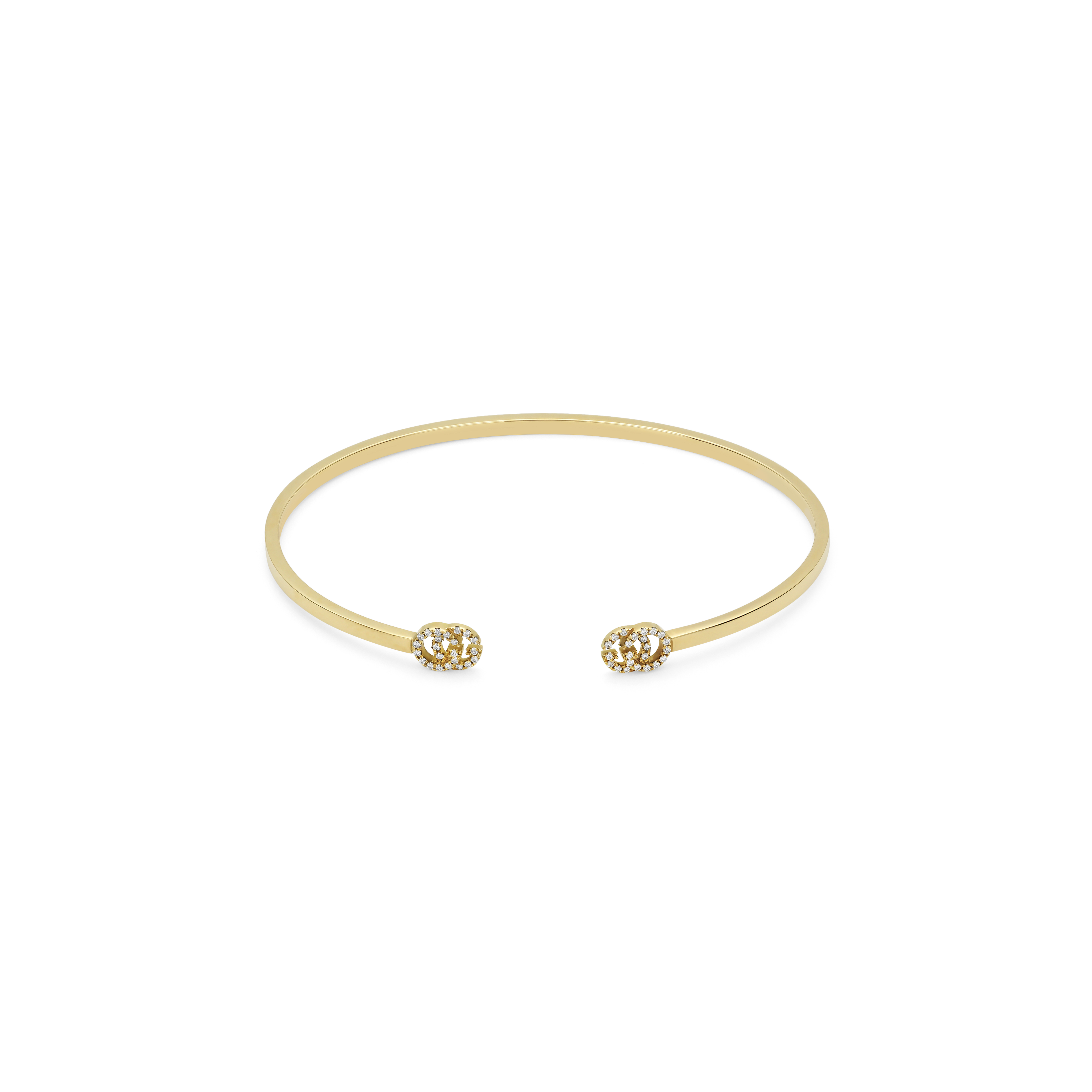 Gucci | BRACCIALE RIGIDO CON GG RUNNING E DIAMANTI IN ORO GIALLO - YBA481662001 - YBA4816620010 (1)