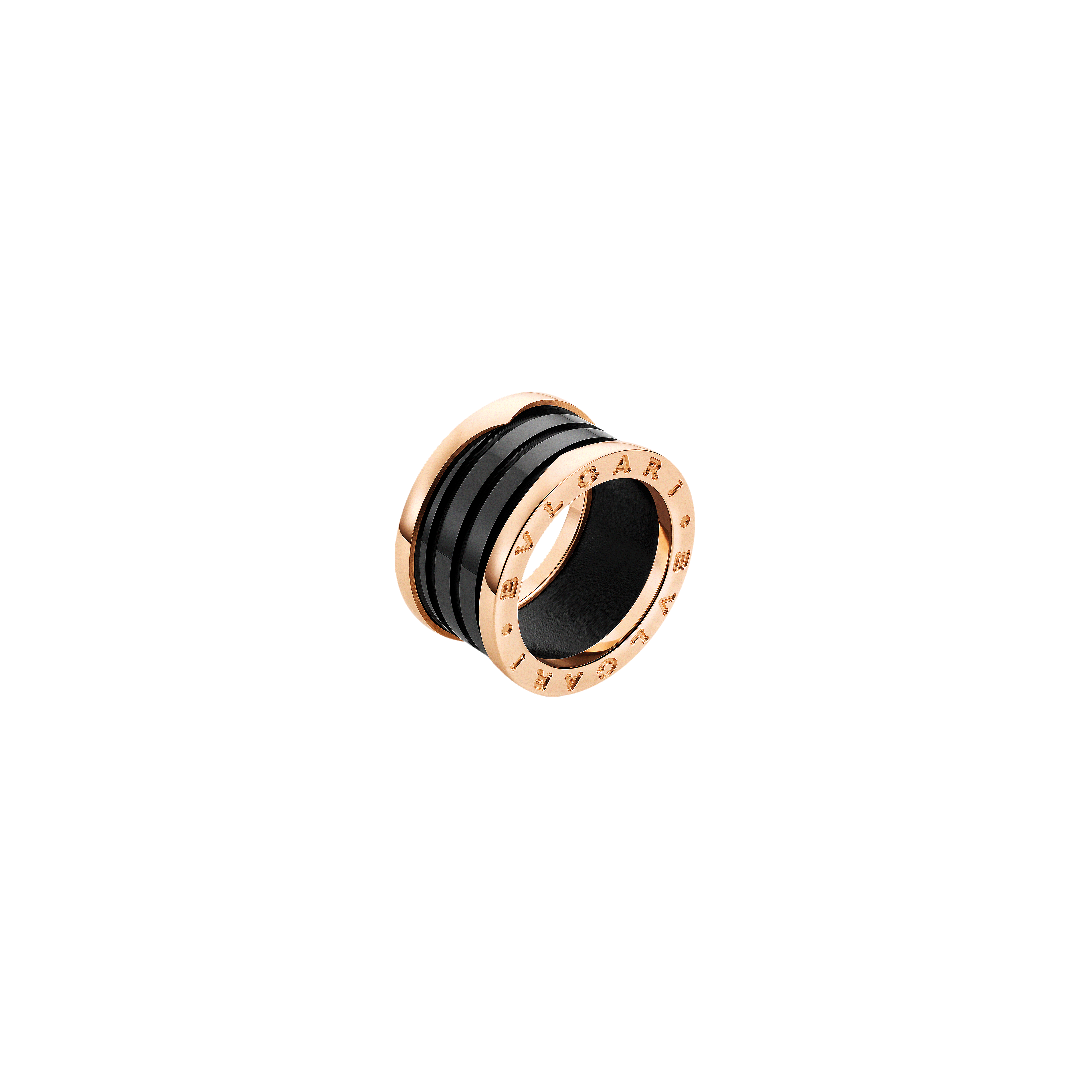Bulgari | ANELLO B.ZERO1 A QUATTRO FASCE IN ORO ROSA E CERAMICA NERA - AN855563 - AN855563 (1)