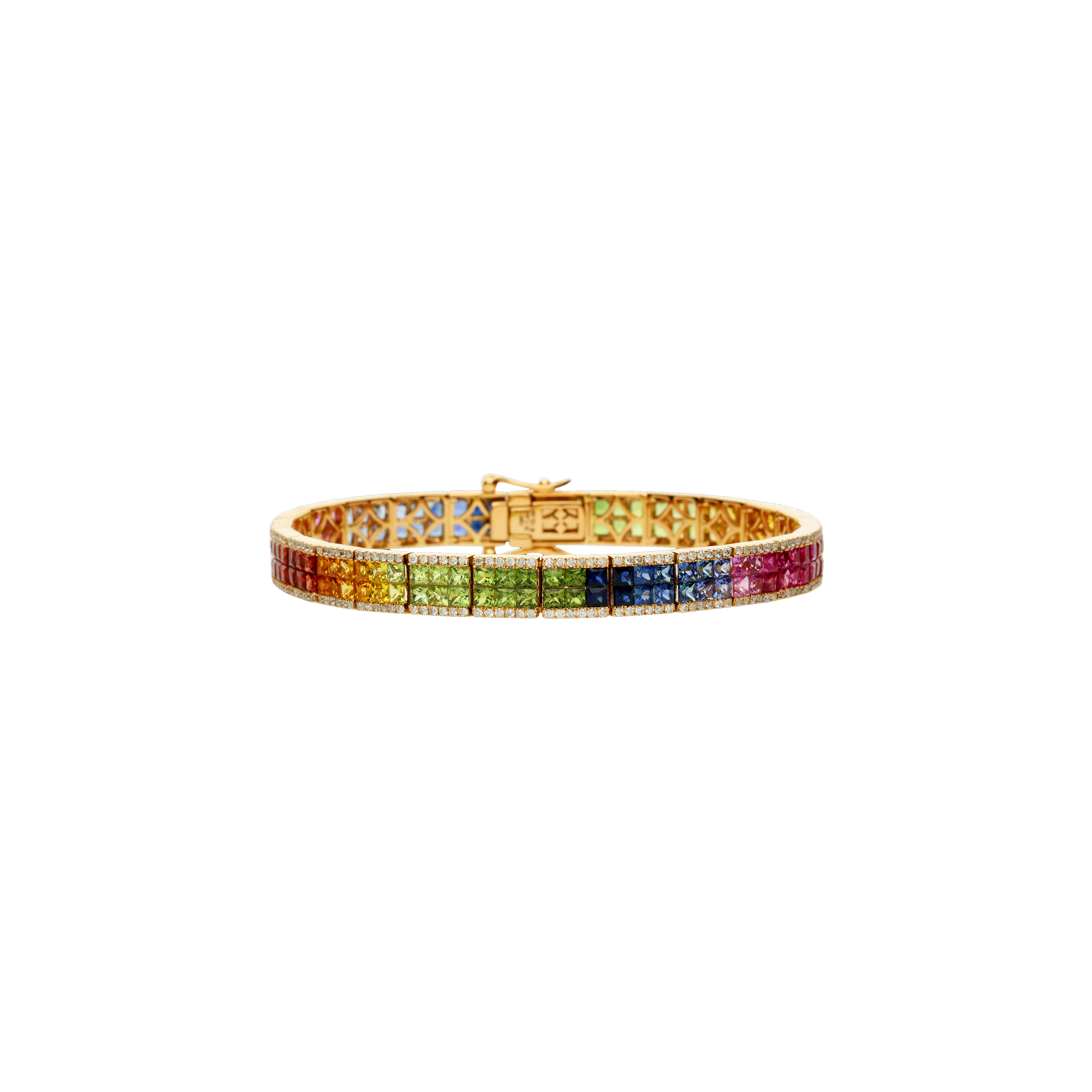 Bartorelli Italian Jewels | BRACCIALE RAINBOW IN ORO ROSA CON DIAMANTI E ZAFFIRI MULTICOLOR - KB1011/MS (1)