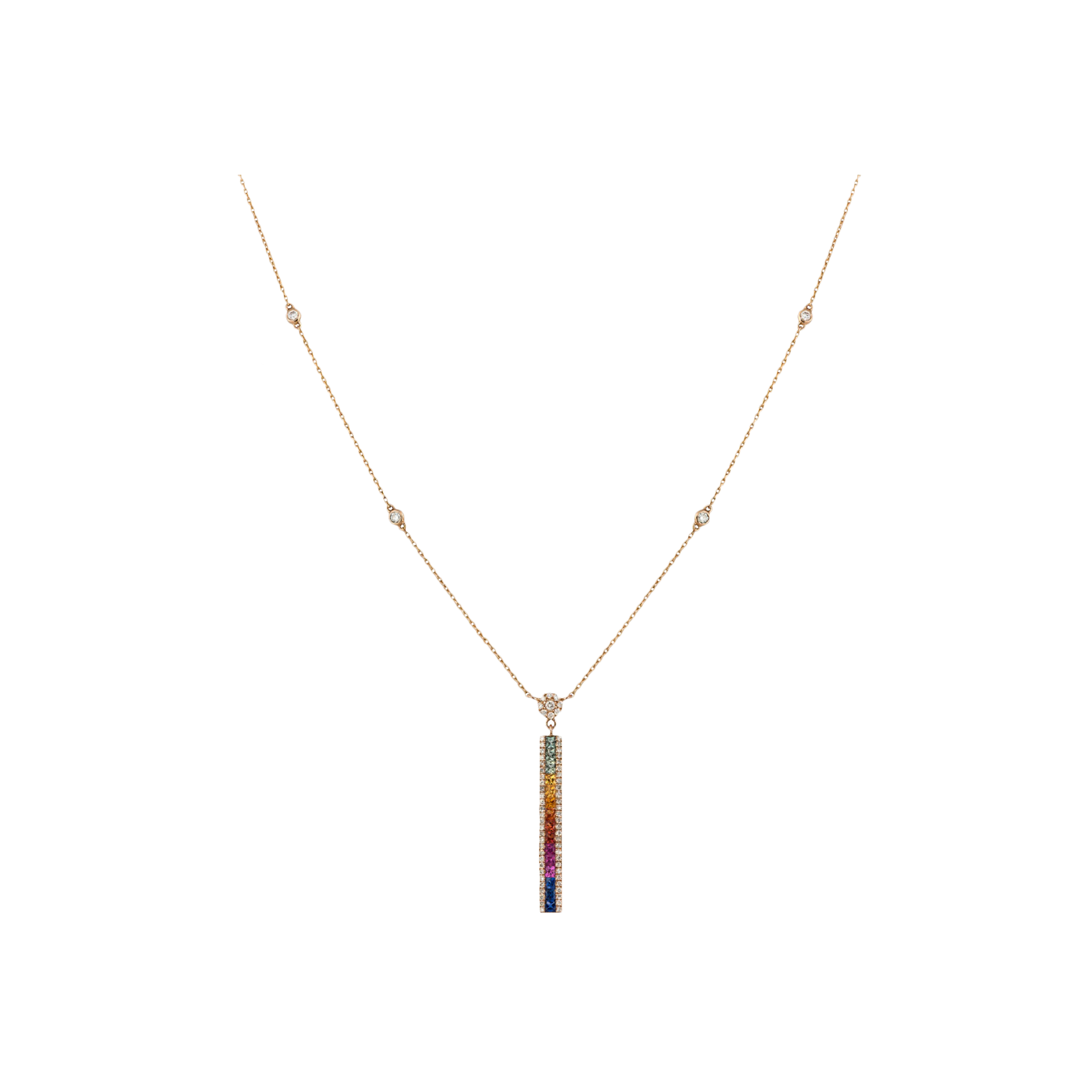 Bartorelli Italian Jewels | COLLANA IN ORO ROSA CON DIAMANTI BIANCHI E ZAFFIRI MULTICOLOR - KP1004/MS (1)
