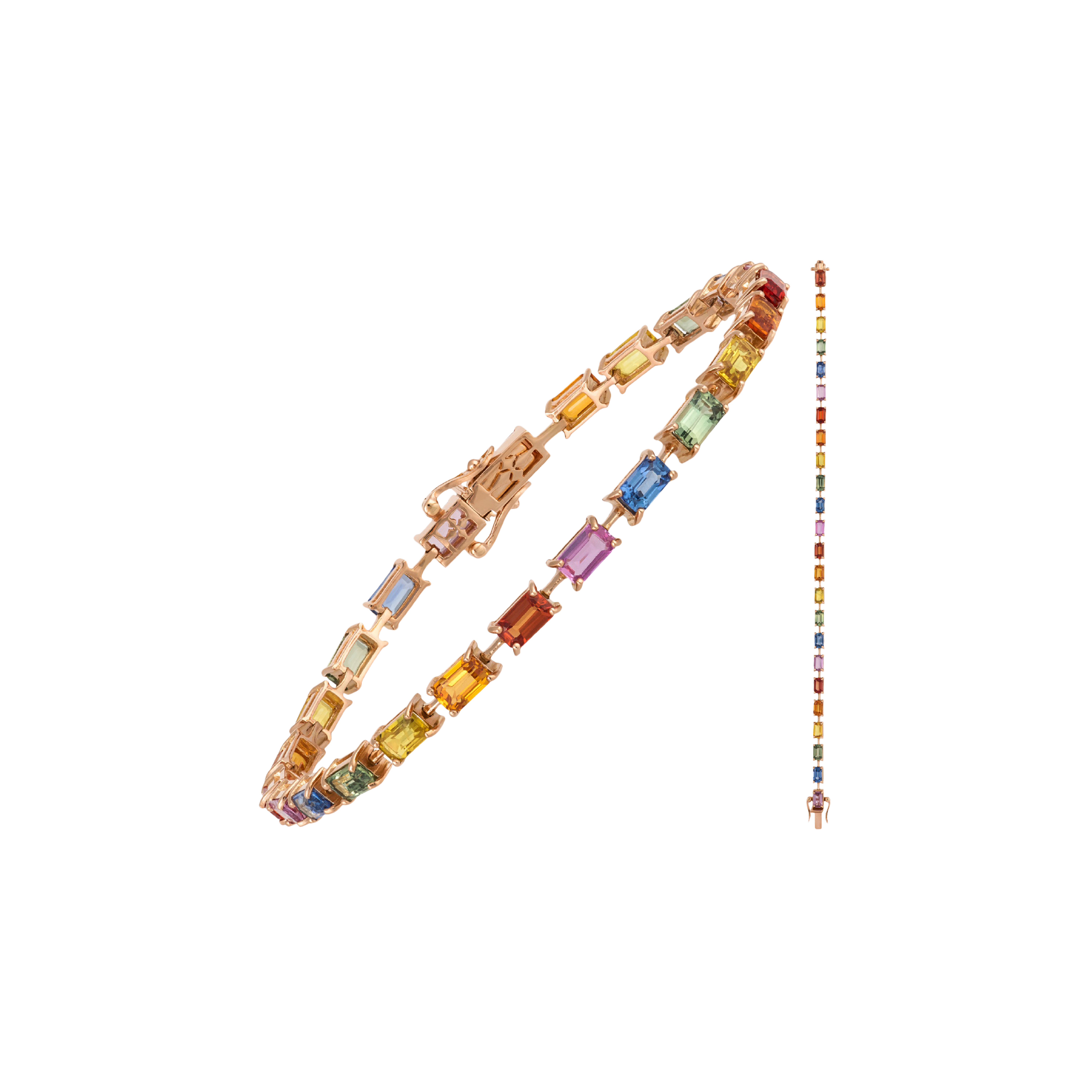 Bartorelli Italian Jewels | BRACCIALE TENNIS IN ORO ROSA E ZAFFIRI MULTICOLOR - AB1659 (1)