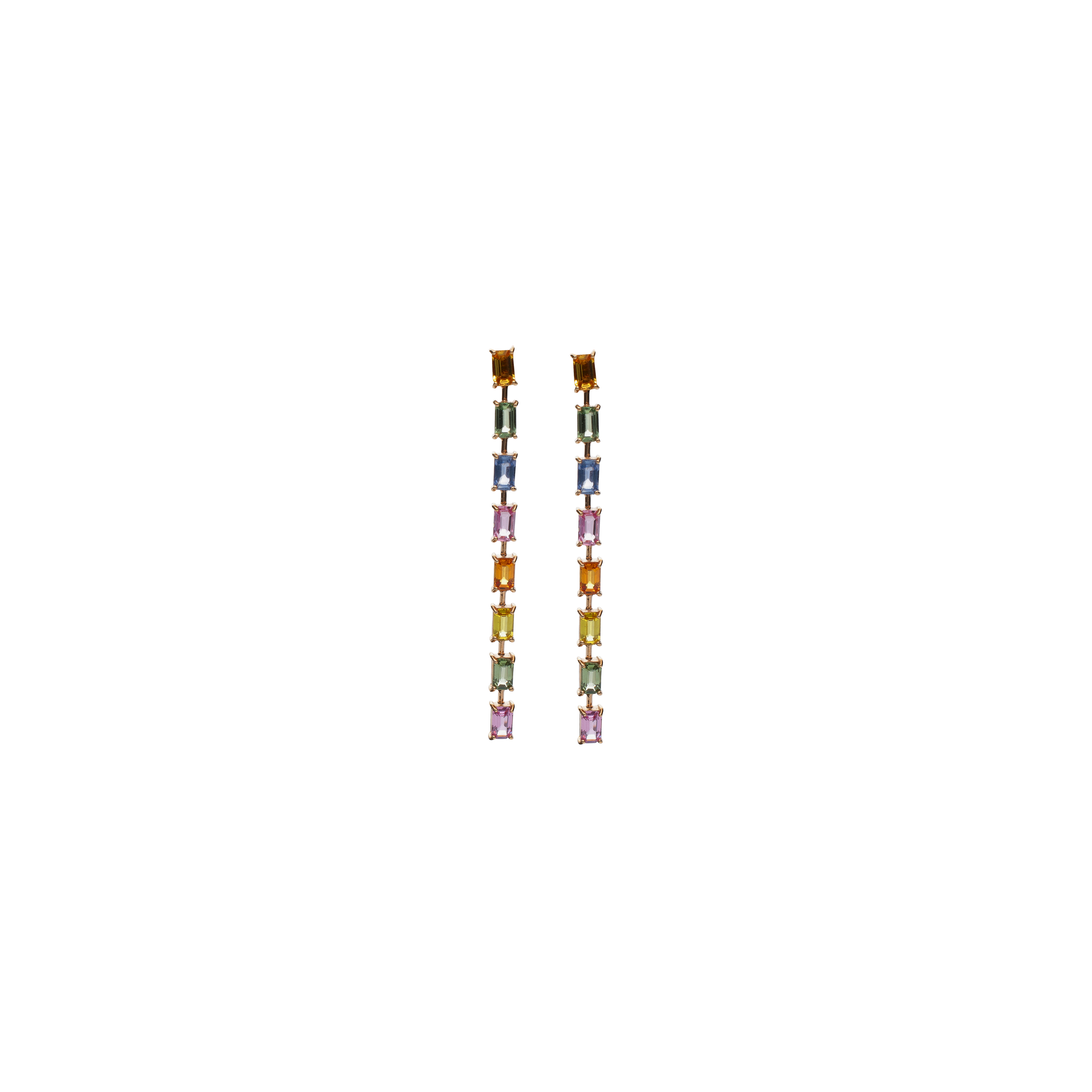 Bartorelli Italian Jewels | ORECCHINI PENDENTI RAINBOW IN ORO ROSA CON ZAFFIRI MULTICOLOR - K1052/MS (1)