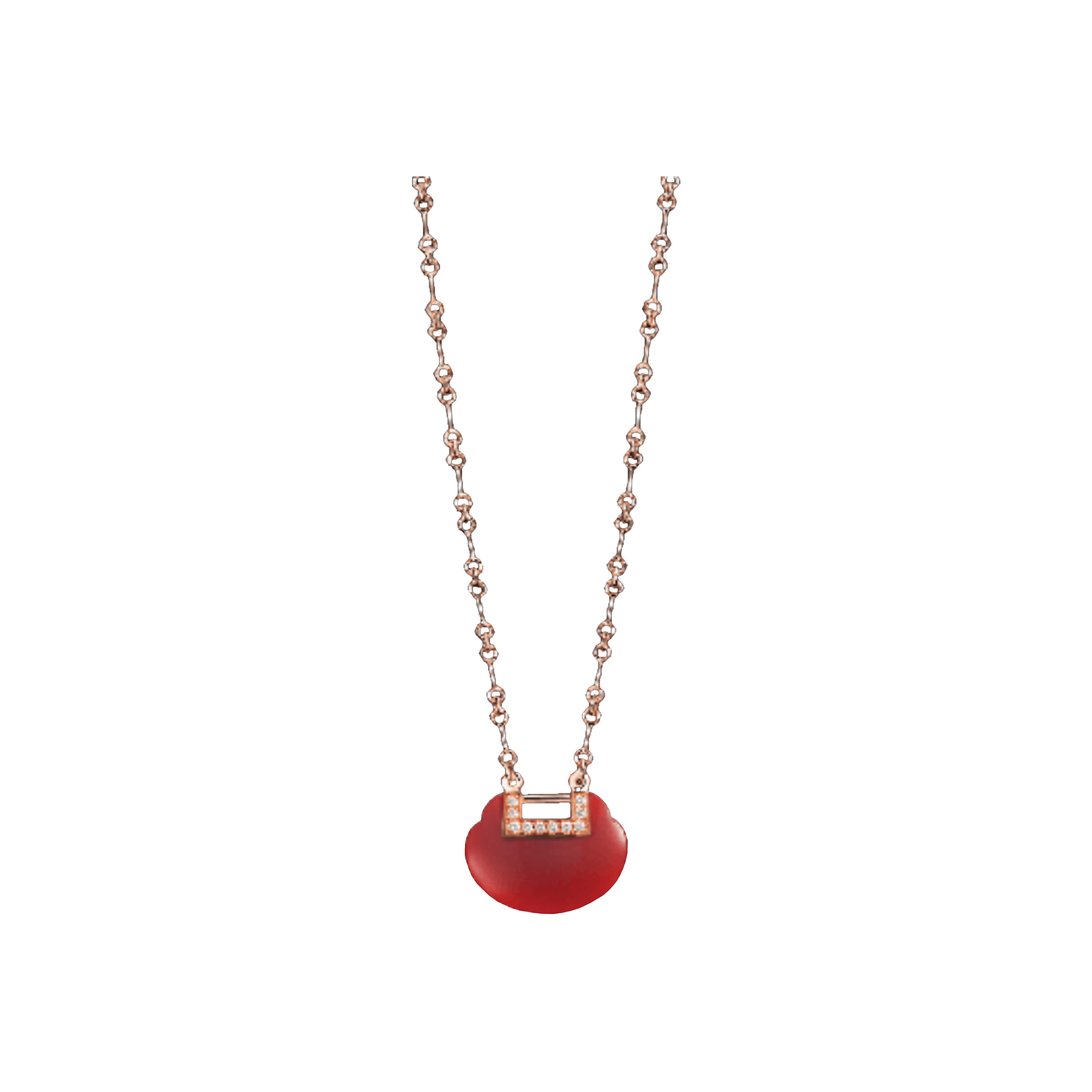Qeelin | COLLANA YU YI IN  ORO ROSA CON DIAMANTI E AGATA - MODELLO MEDIO - AA-020-NL-RGDRA - YY-020-NL-RGDRA (1)