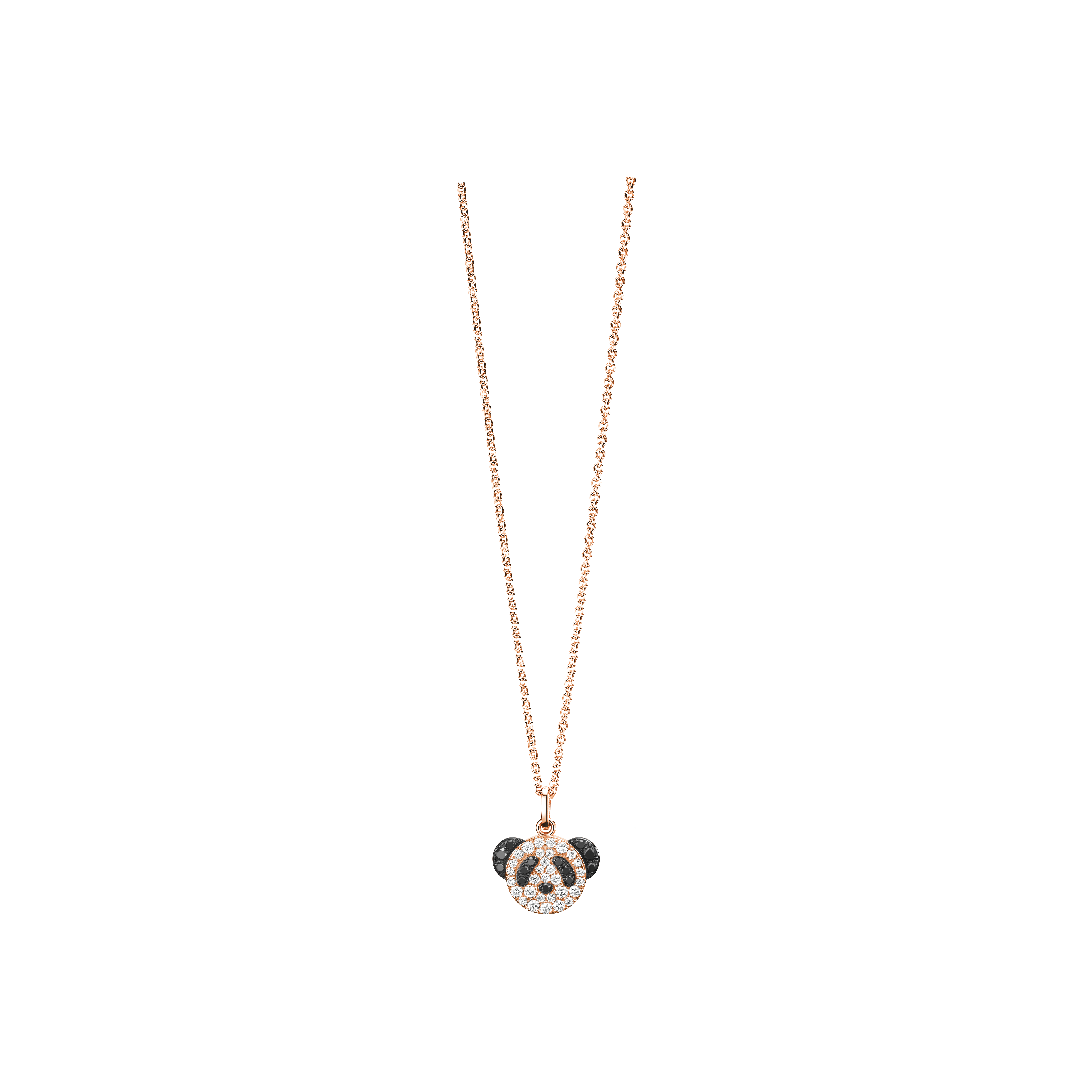 Qeelin | COLLANA PETITE BO BO IN ORO ROSA CON DIAMANTI BIANCHI E DIAMANTI NERI - BBF-NL0011A-RGDBD - BBF-NL0011A-RGDBD (1)