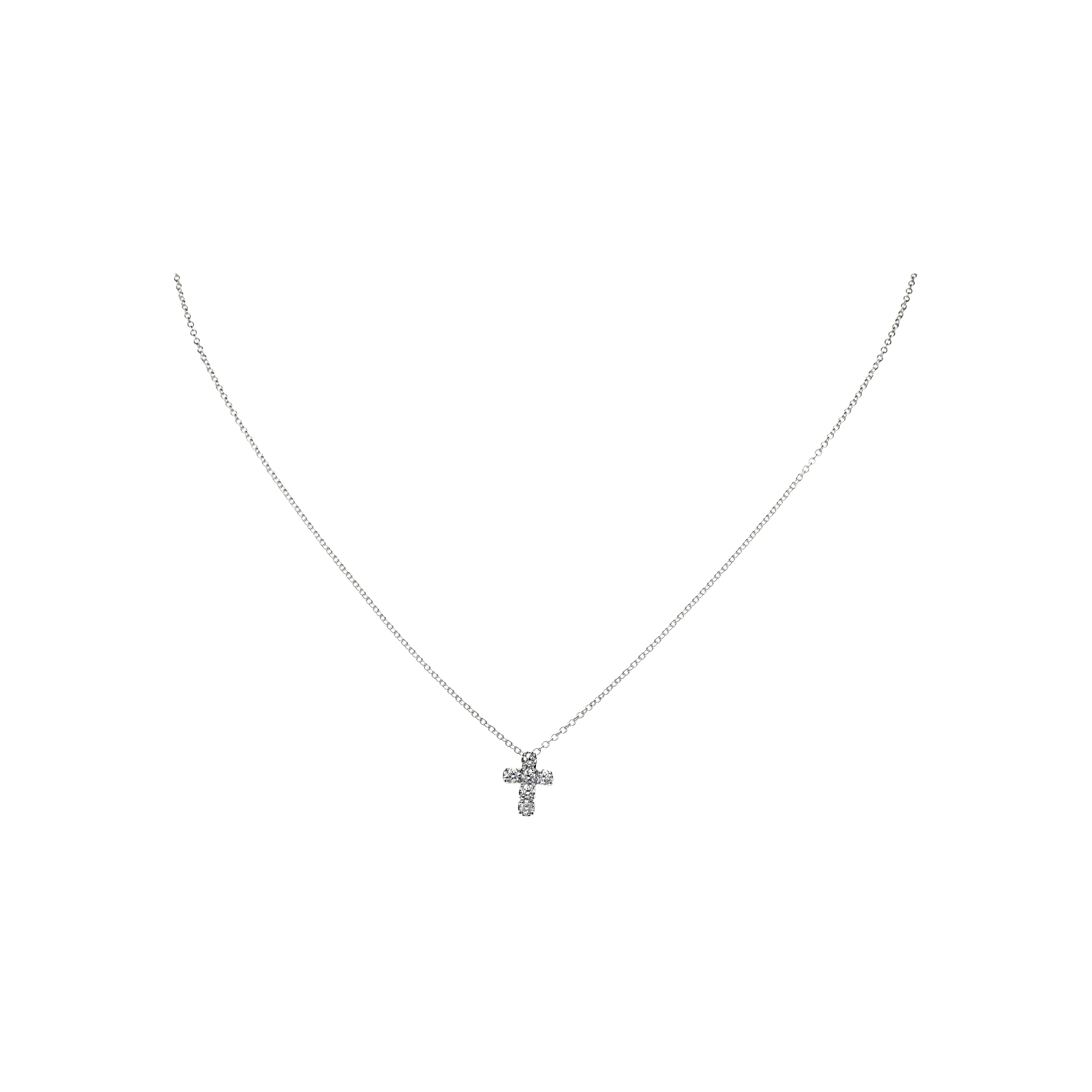 Bartorelli Italian Jewels | COLLANA GIROCOLLO IN ORO BIANCO CON PENDENTE CROCE IN DIAMANTI BIANCHI - FC3140B001 (1)