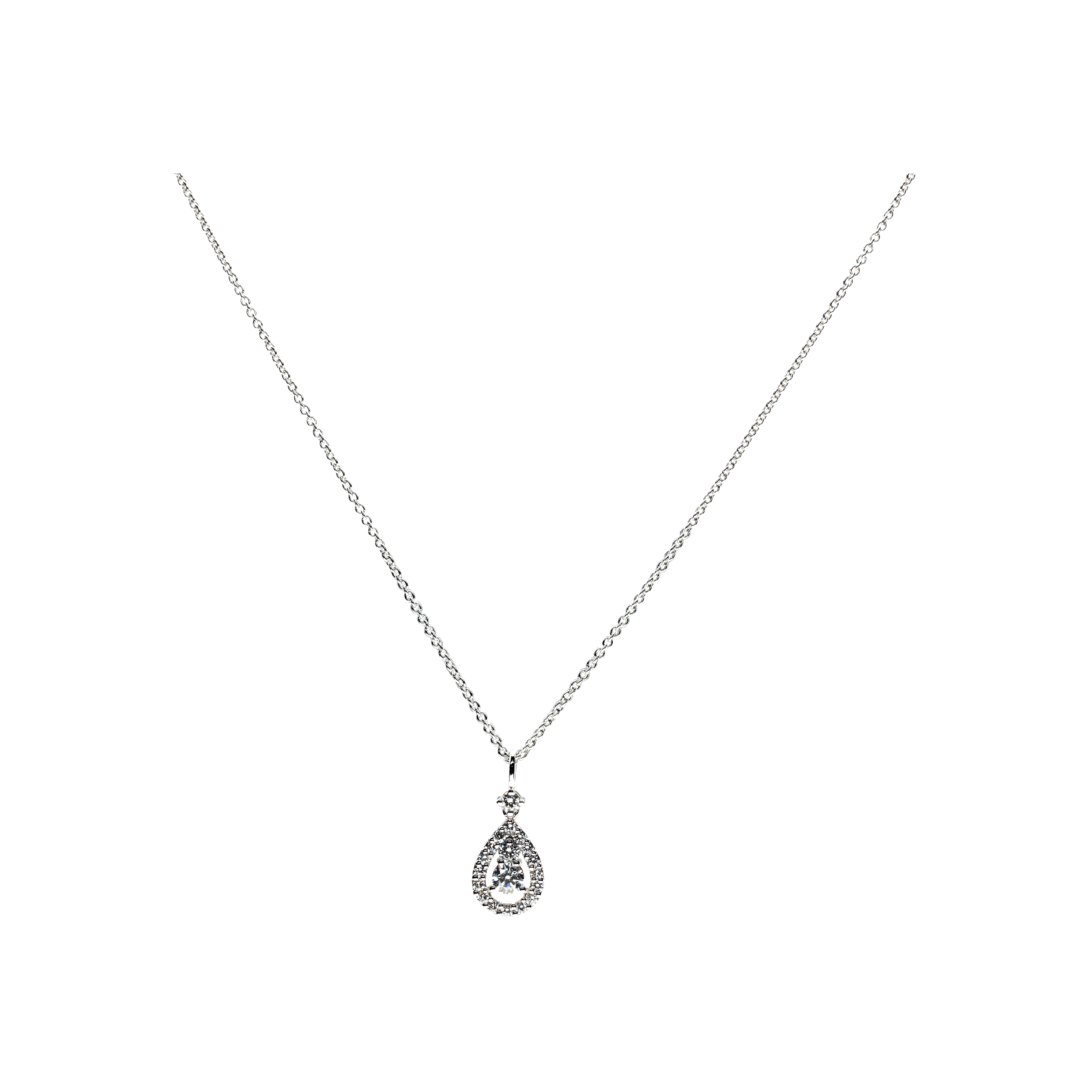 Bartorelli Italian Jewels | COLLANA GIROCOLLO IN ORO BIANCO CON PENDENTE GOCCIA IN DIAMANTI BIANCHI - 04449028 (1)