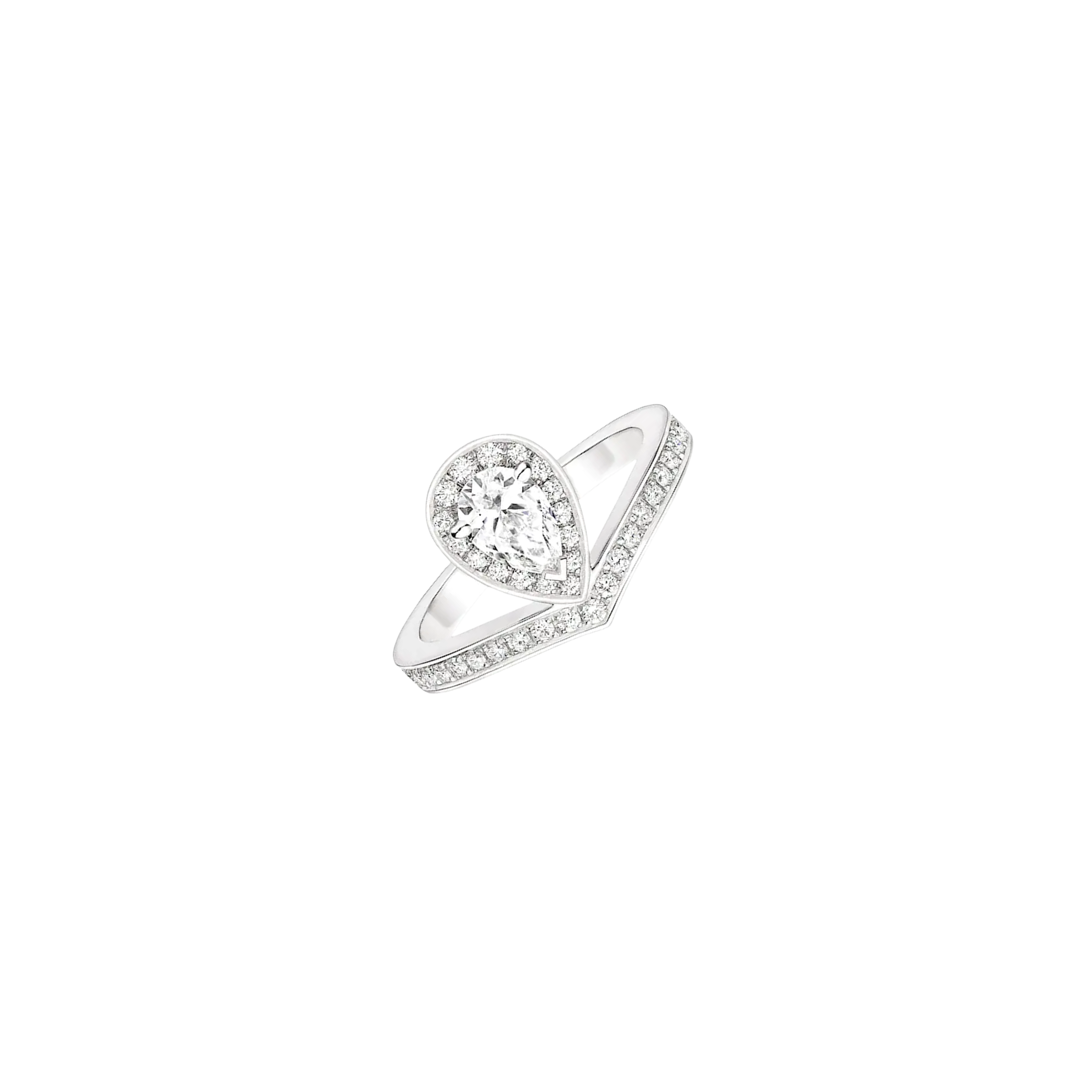 Chaumet | CHAUMET - ANELLO JOSEPHINE AIGRETTE IN PLATINO CON DIAMANTE TAGLIO PERA E PAV&Eacute; DI DIAMANTI - J84092 - J84092 (1)