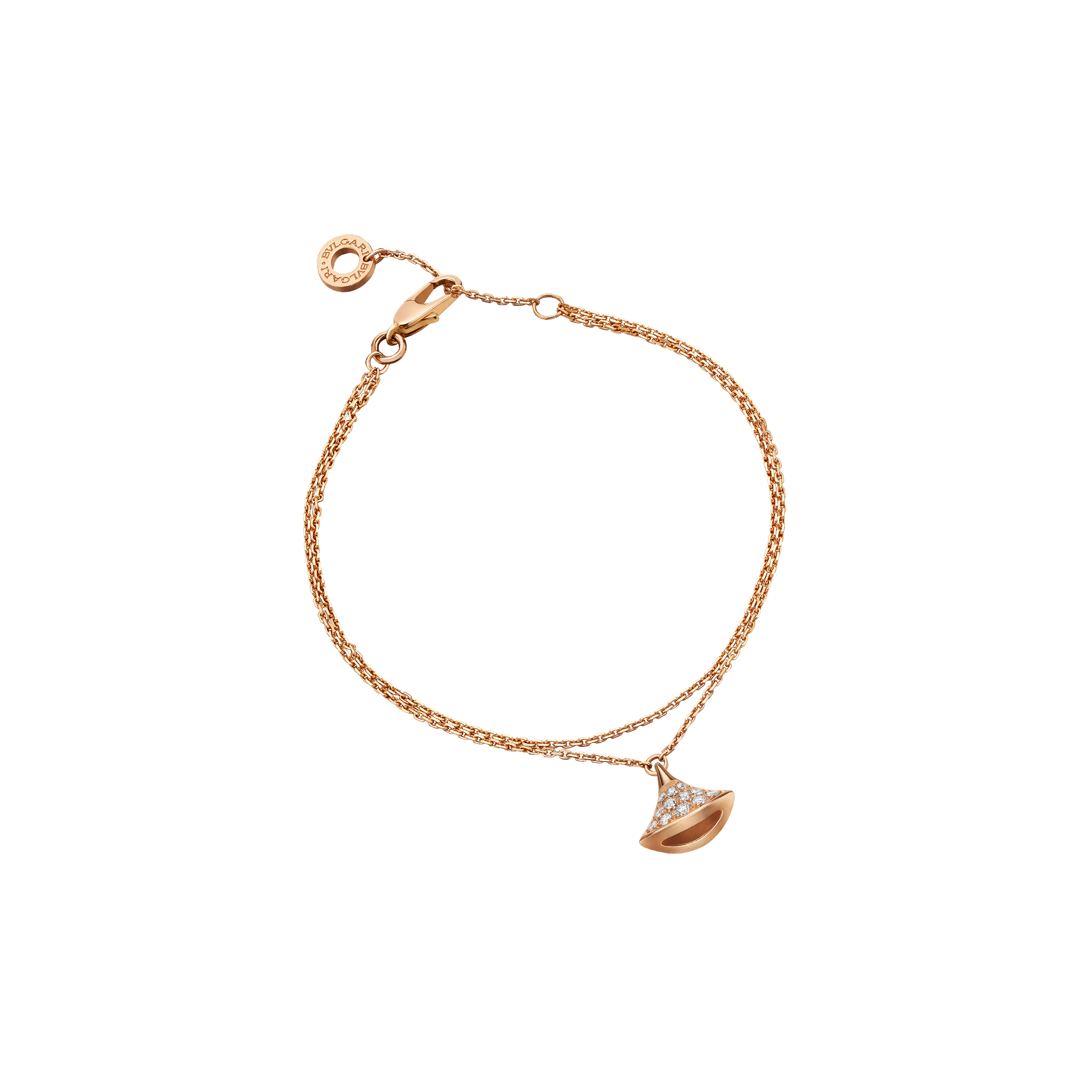 Bulgari | Bracciale DIVAS&rsquo; DREAM in oro rosa 18 carati con pav&Eacute; di diamanti. Lunghezza 15-19 cm - BR857363 (1)