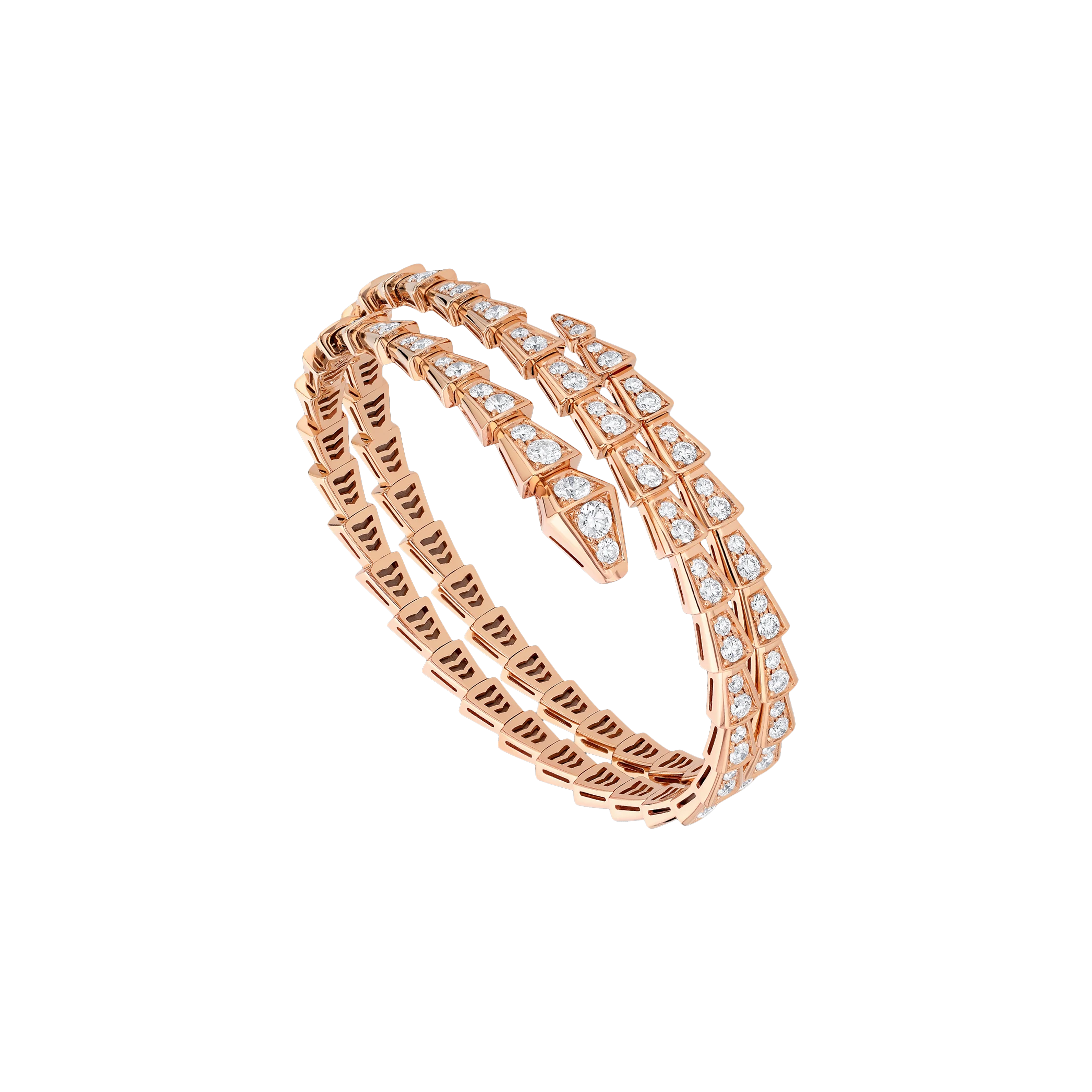 Bulgari | BRACCIALE SERPENTI VIPER A DUE SPIRALI IN ORO ROSA CON PAV&Egrave; DI DIAMANTI - BR860201 (1)