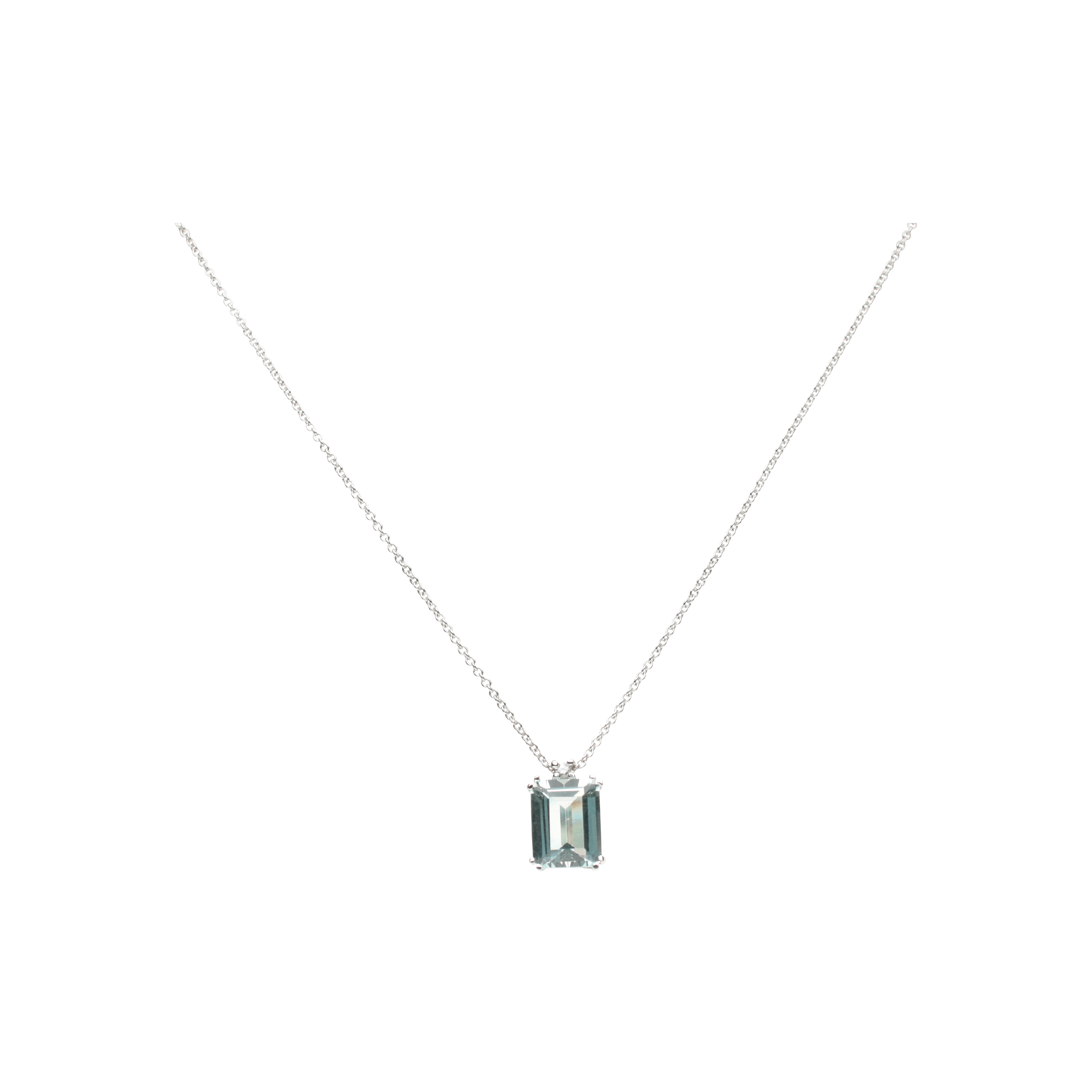 Bartorelli Italian Jewels | COLLANA IN ORO BIANCO CON ACQUAMARINA E DIAMANTE - 0005677228 (1)