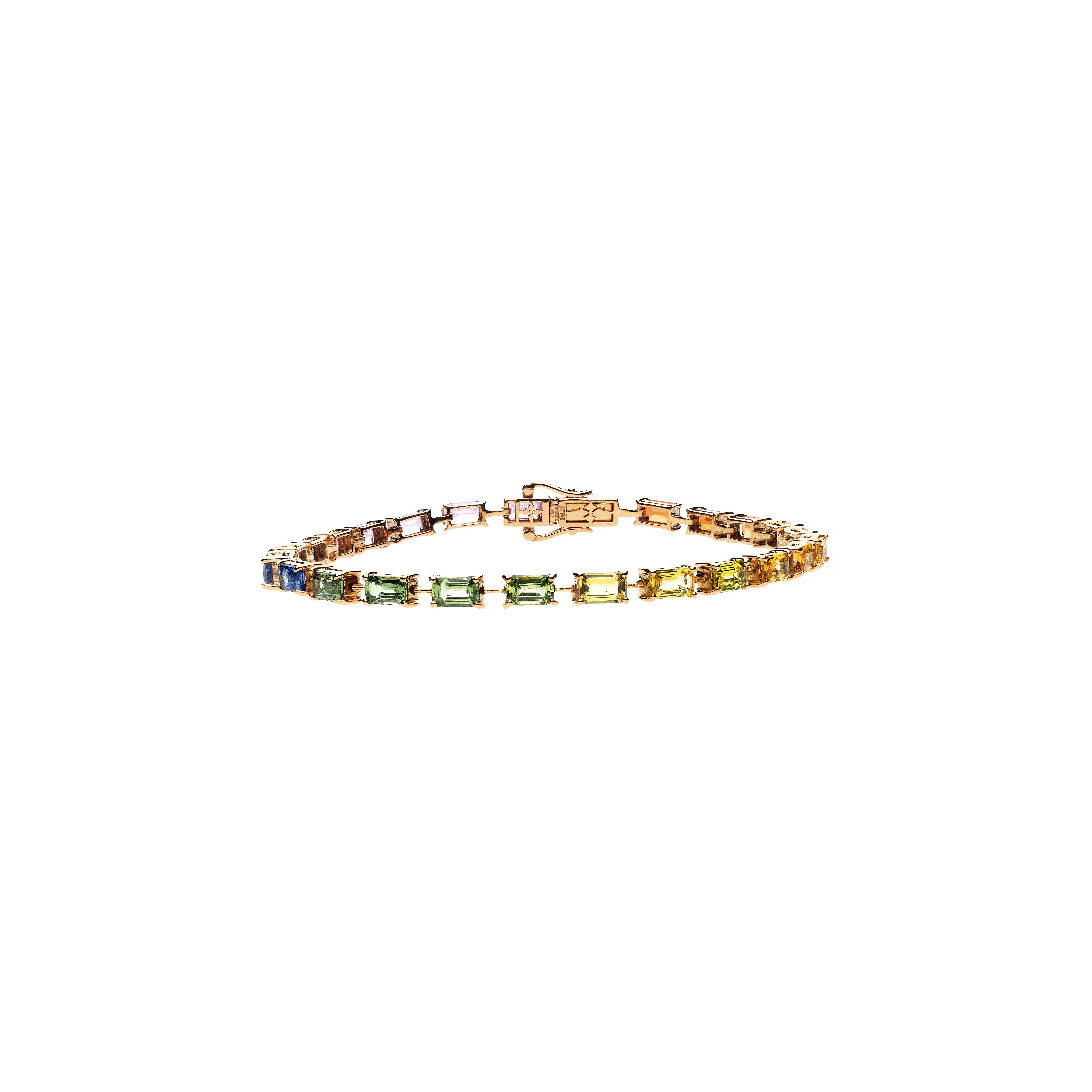 Bartorelli Italian Jewels | BRACCIALE TENNIS RAINBOW IN ORO ROSA CON ZAFFIRI MULTICOLOR - AB2321/MCS (1)