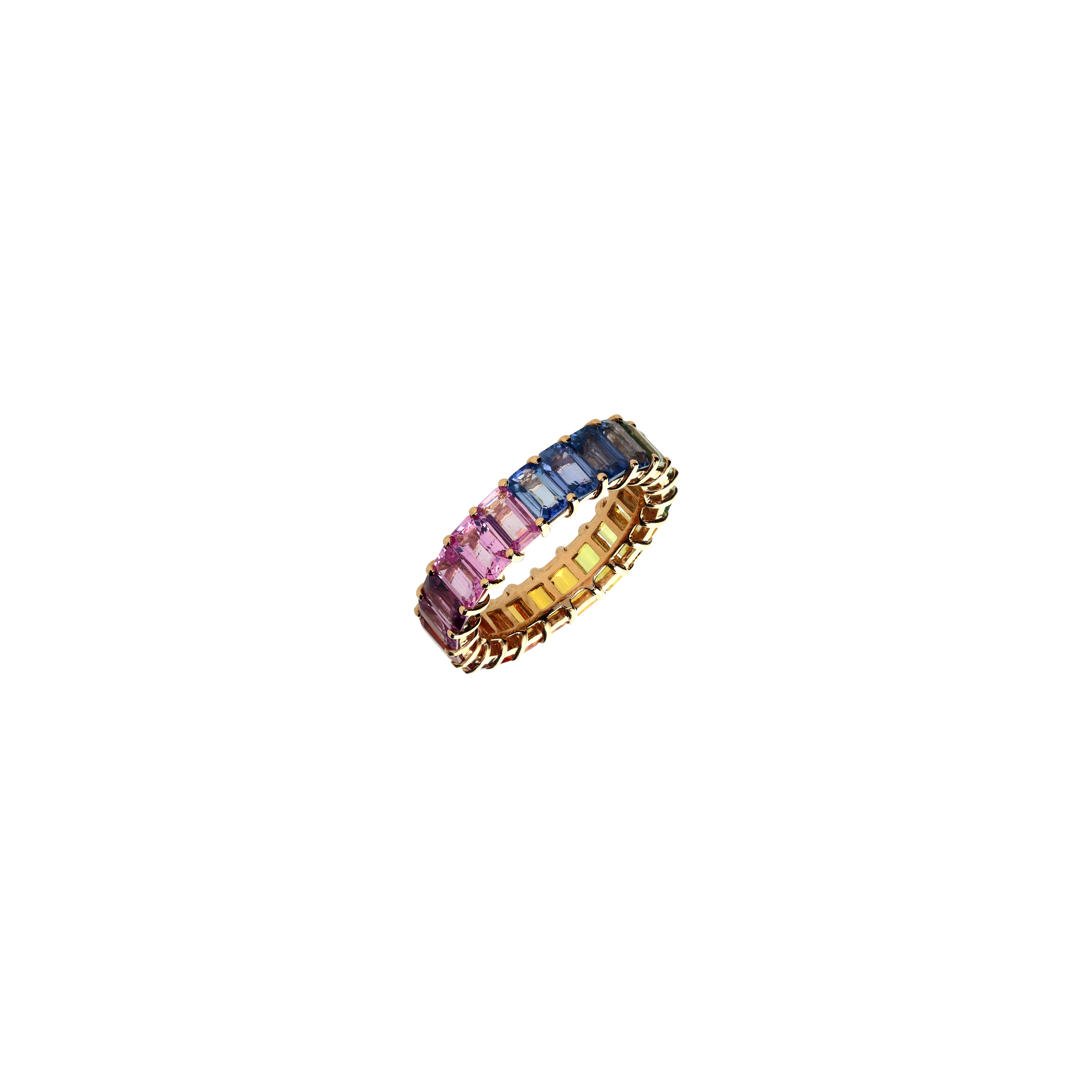 Bartorelli Italian Jewels | ANELLO VERETTA RAINBOW IN ORO ROSA CON ZAFFIRI MULTICOLOR - AR2418/MCS (1)