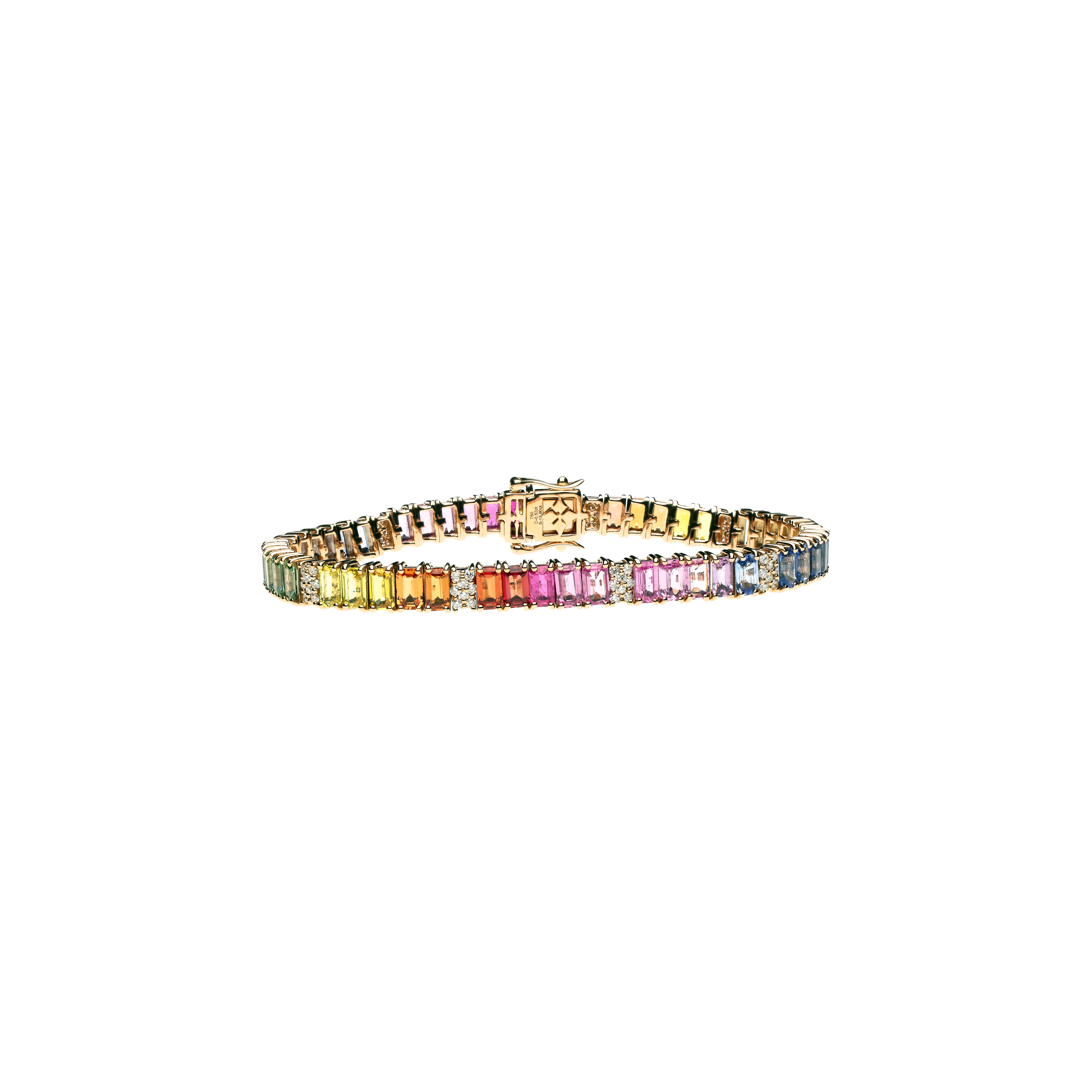 Bartorelli Italian Jewels | BRACCIALE TENNIS RAINBOW IN ORO ROSA CON DIAMANTI E ZAFFIRI MULTICOLOR - KB1040/MS (1)