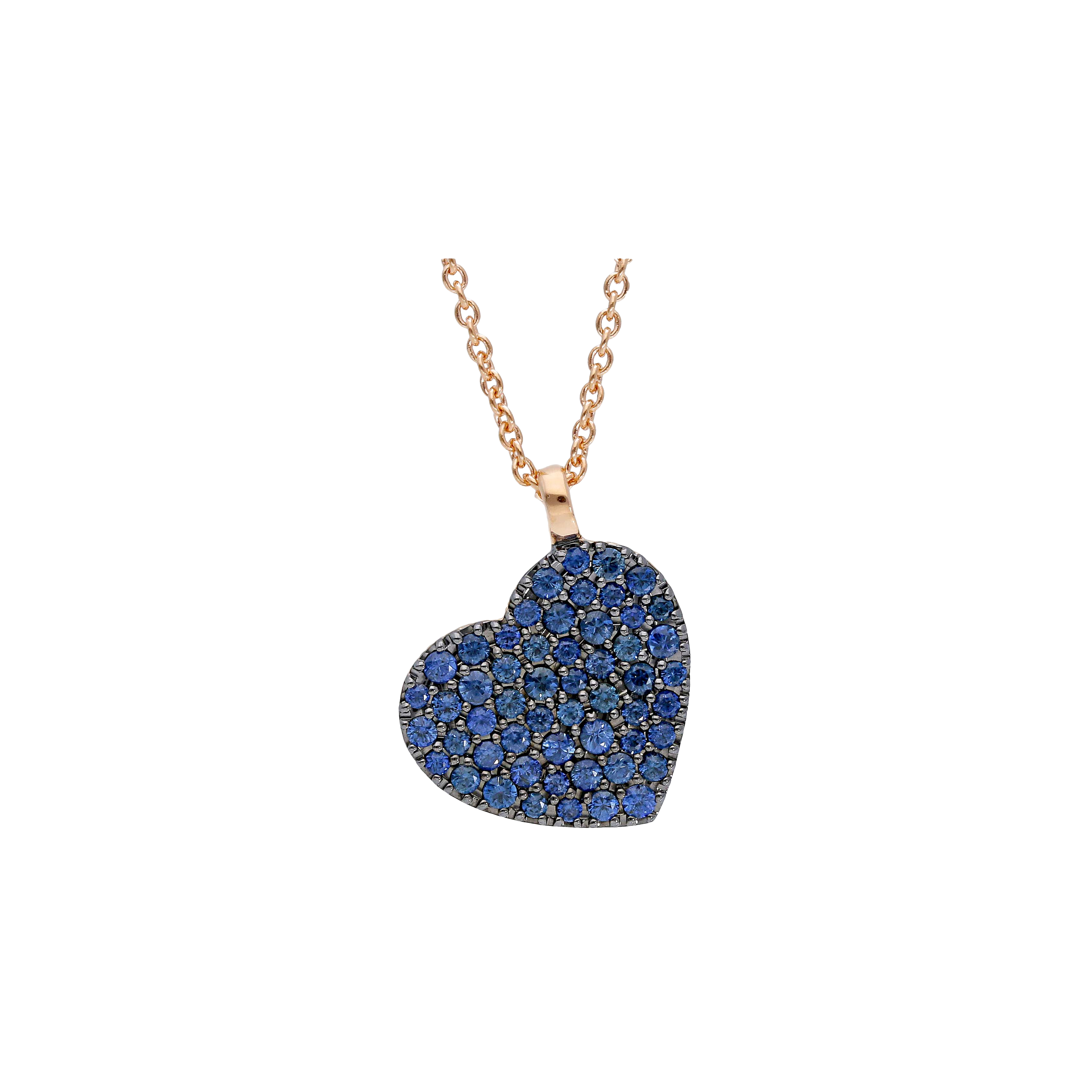 Bartorelli Italian Jewels | COLLANA IN ORO ROSA CON CUORE IN PAV&Eacute; DI ZAFFIRI BLU - VP24881SBLP (1)