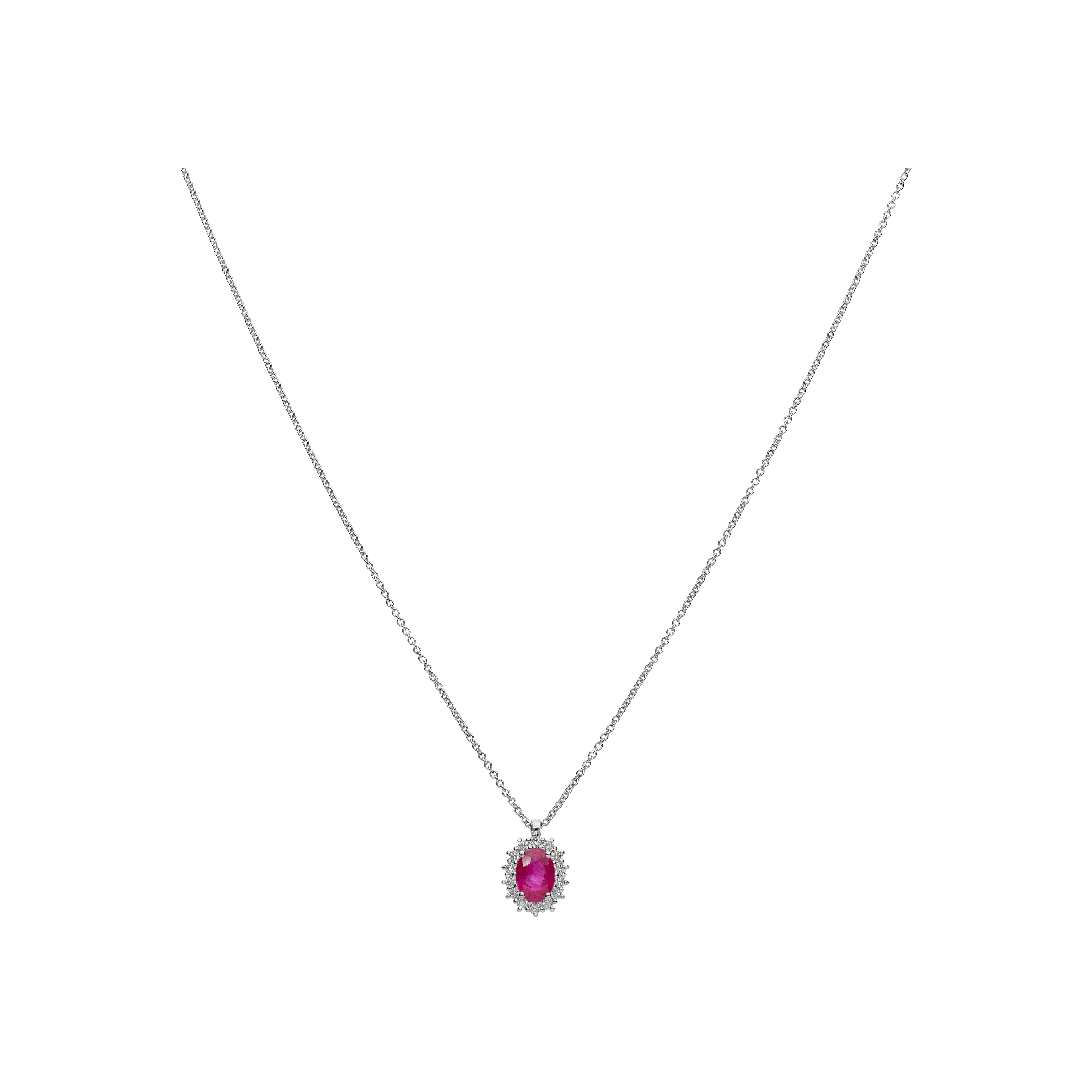 Bartorelli Italian Jewels | COLLANA IN ORO BIANCO E PENDENTE ROSETTA CON RUBINO E DIAMANTI - 234-C5032-7-5-RB (1)