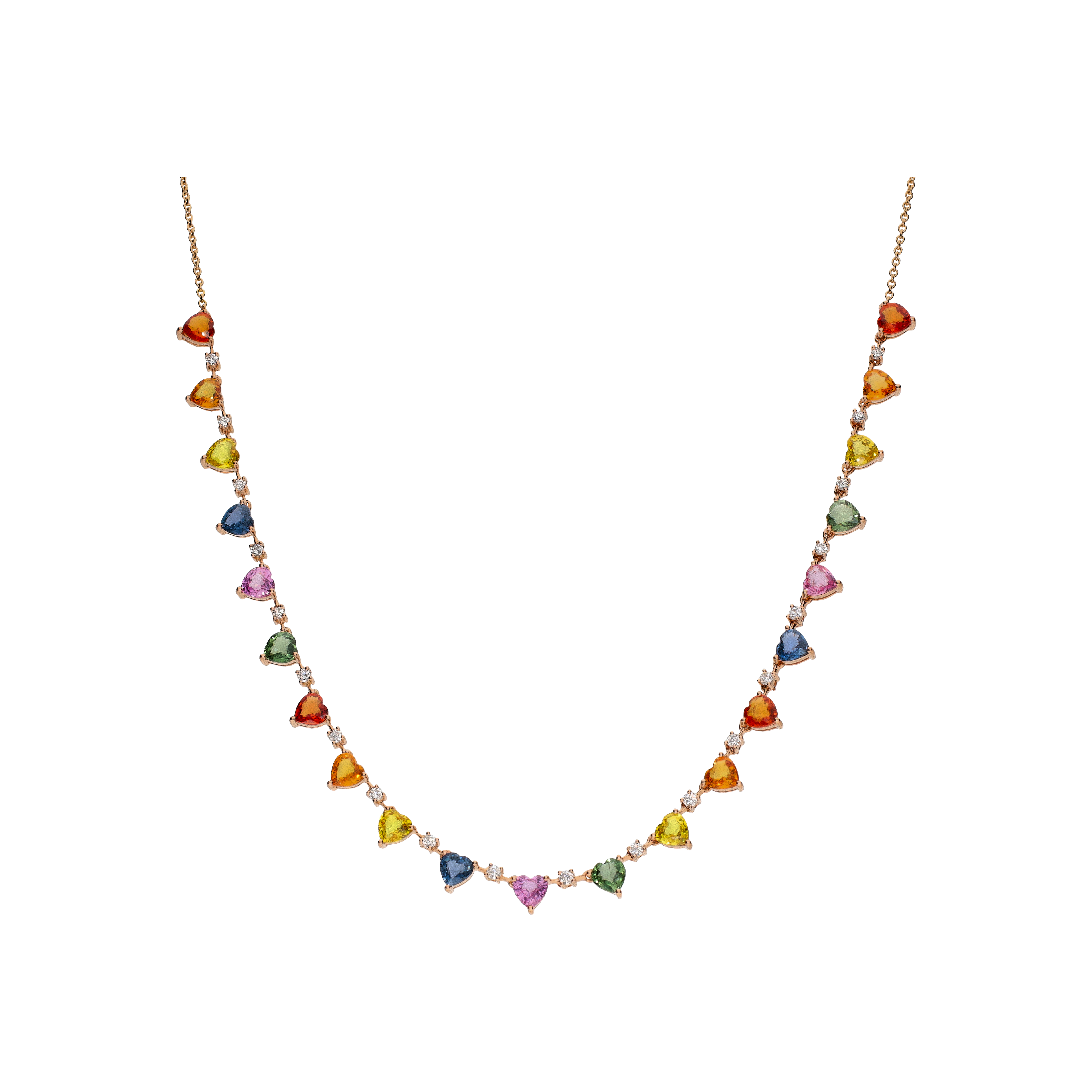 Bartorelli Italian Jewels | COLLANA RAINBOW IN ORO ROSA CON DIAMANTI E ZAFFIRI MULTICOLOR - KN1026/MS (1)