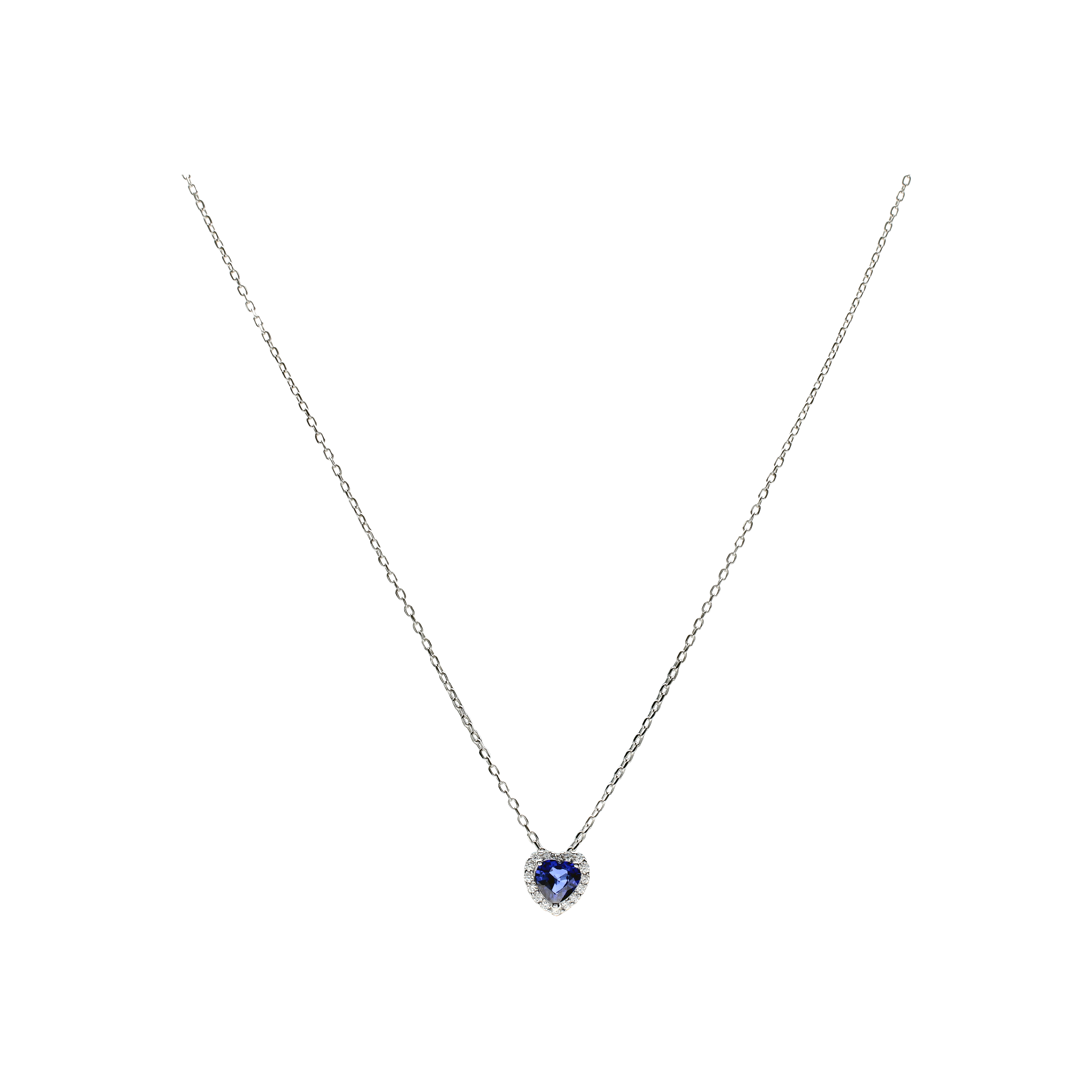 Bartorelli Italian Jewels | COLLANA GIROCOLLO IN ORO BIANCO CON CIONDOLO CUORE IN ZAFFIRO BLU E DIAMANTI BIANCHI - 0005031Z08 (1)