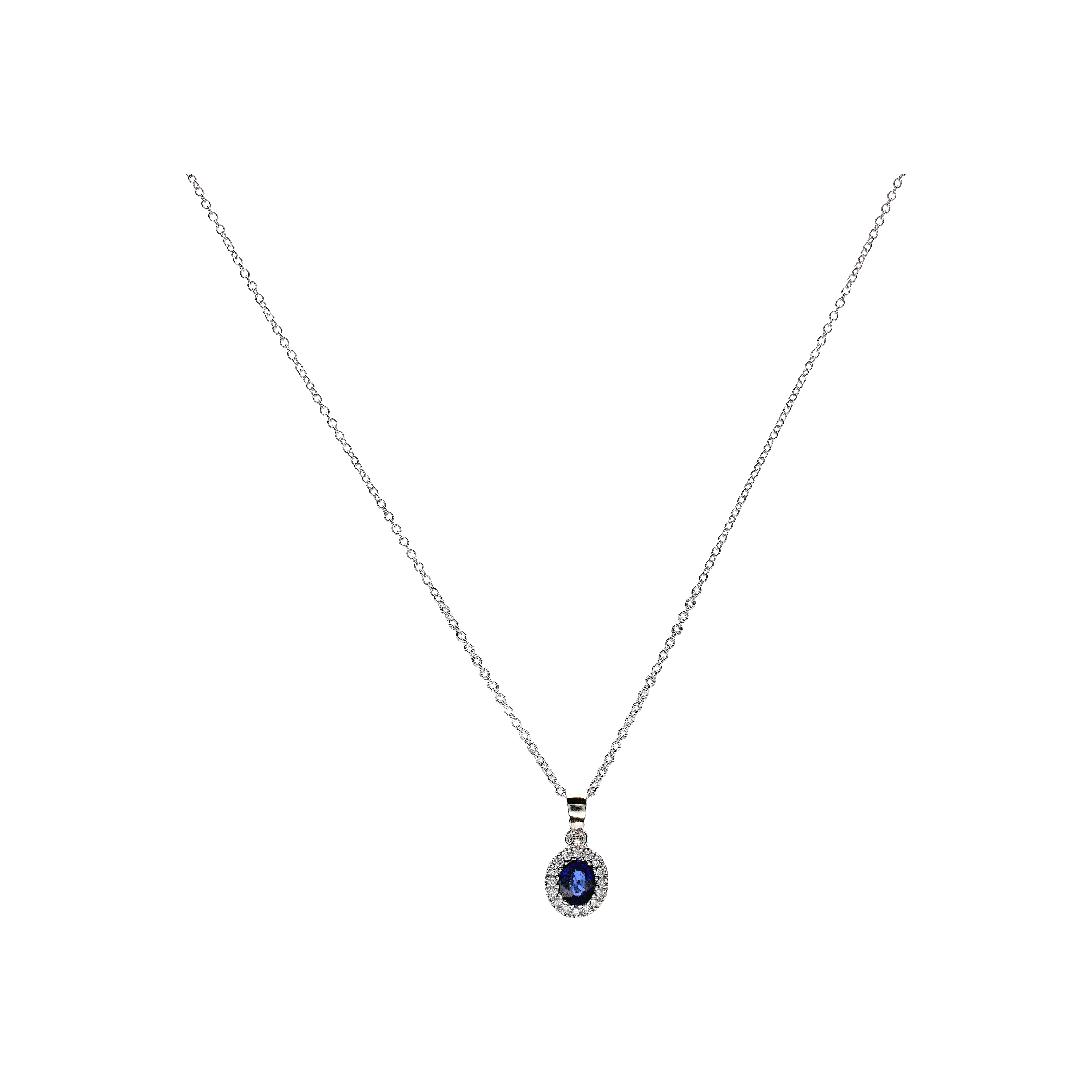 Bartorelli Italian Jewels | COLLANA GIROCOLLO IN ORO BIANCO CON CIONDOLO IN ZAFFIRO BLU E DIAMANTI BIANCHI - 0054649Z05 (1)