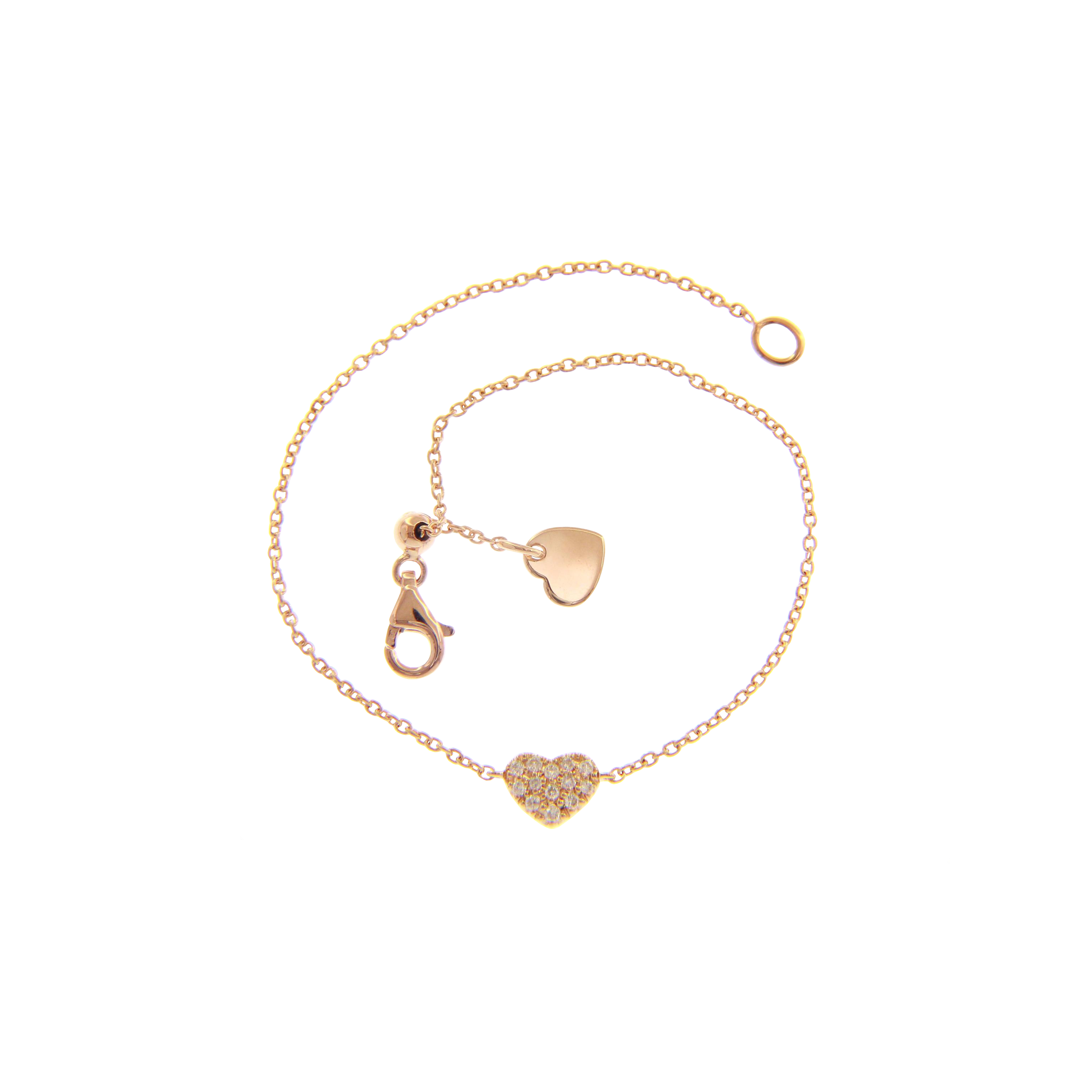 Bartorelli Italian Jewels | BRACCIALE CUORE IN ORO ROSA CON PAV&Eacute; DI DIAMANTI - BABR049 (2)