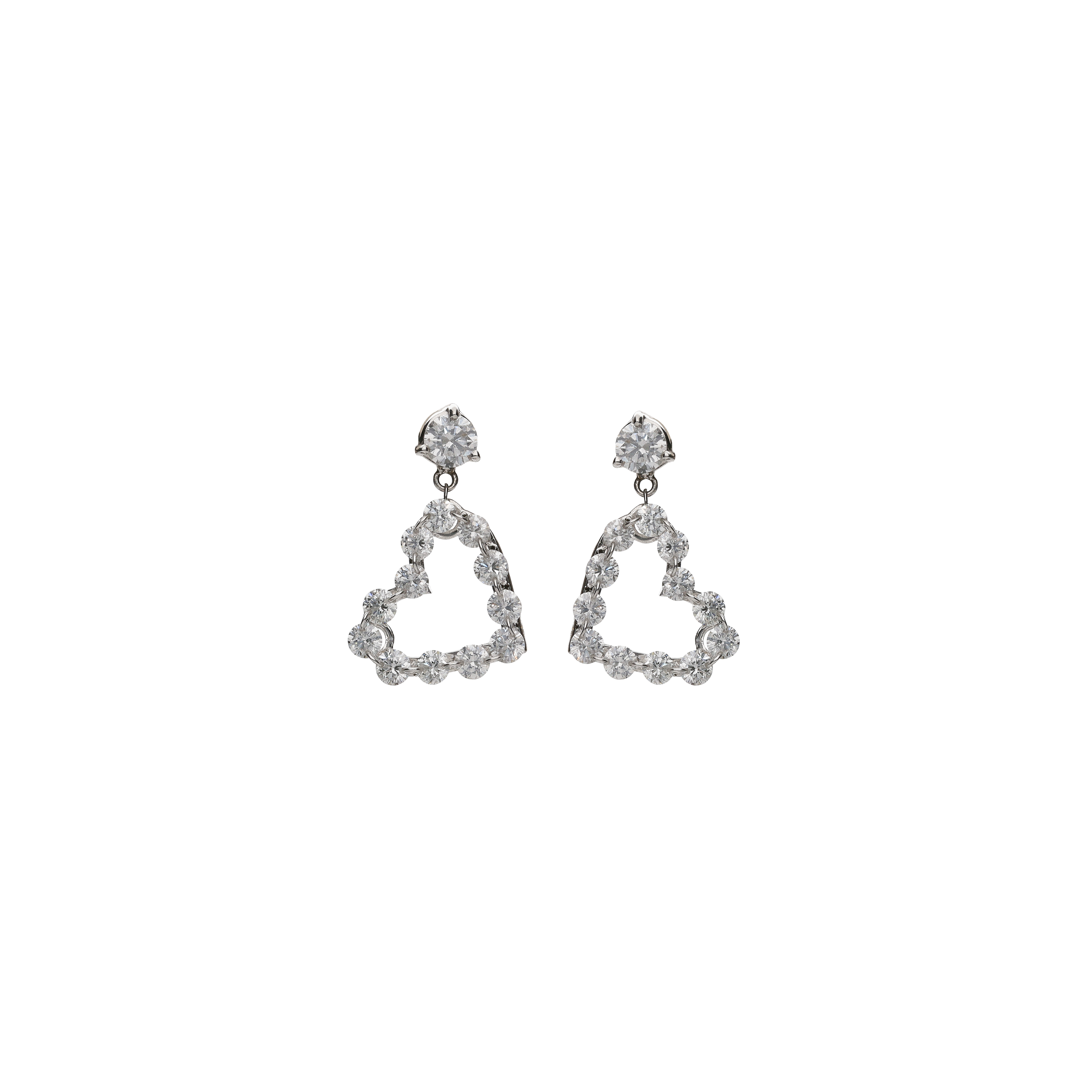 Bartorelli Italian Jewels | ORECCHINI IN ORO BIANCO CON CUORE PENDENTE SILHOUETTE IN PAV&Eacute; DI DIAMANTI - O276/2 (1)