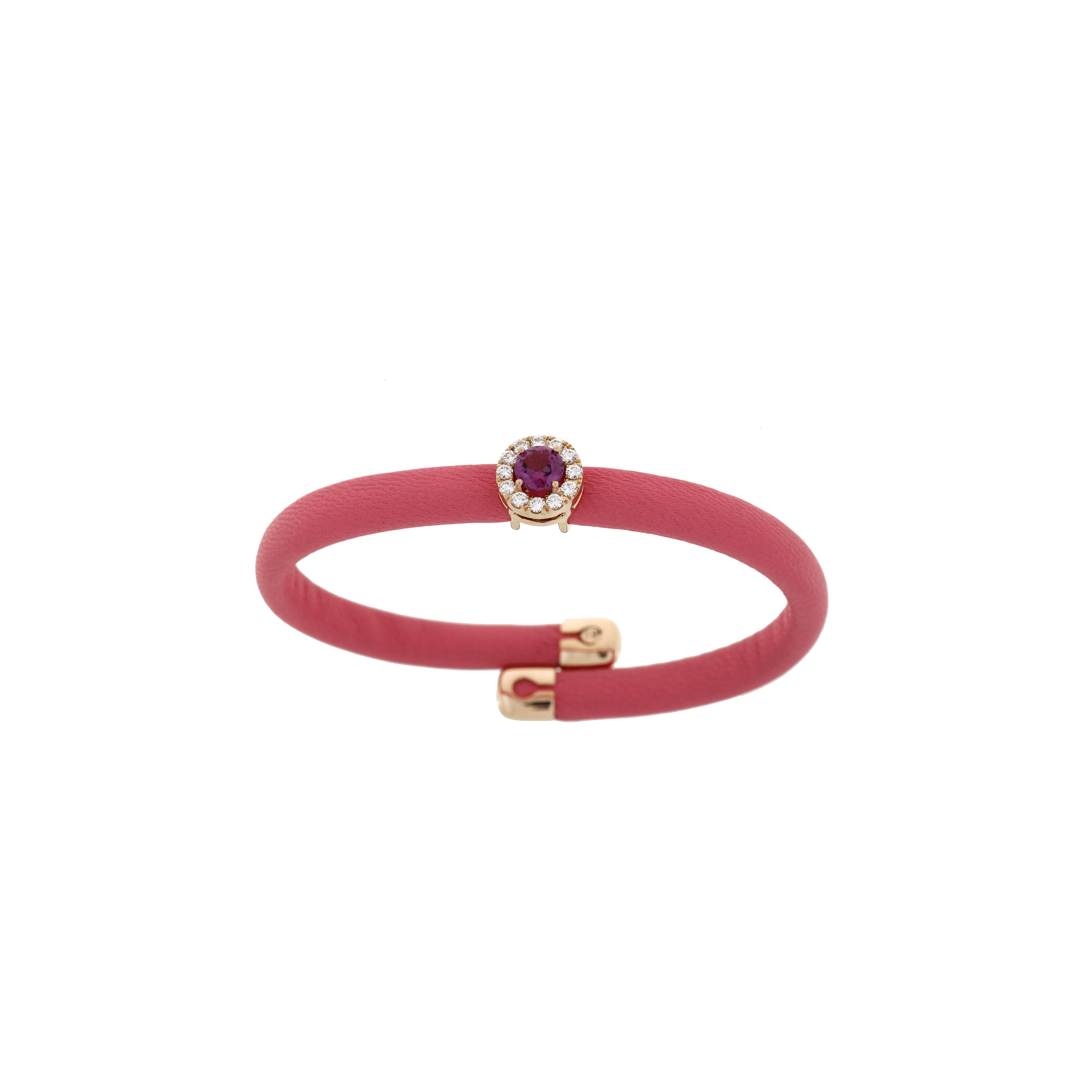 Bartorelli Italian Jewels | BRACCIALE IN PELLE ROSA CON ELEMENTI IN ORO ROSA, DIAMANTI E RODOLITE - 1PU0032122/1 (1)