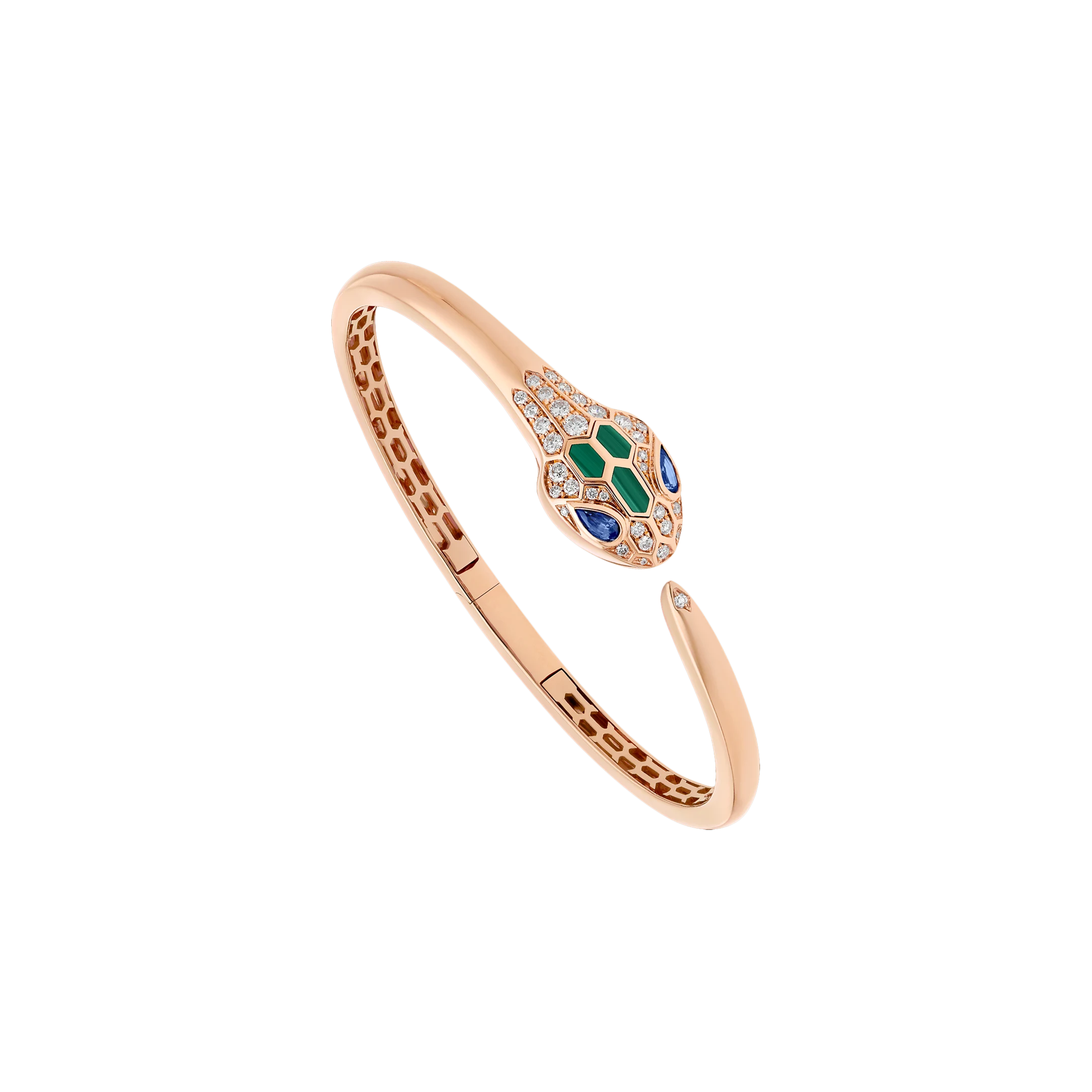 Bulgari | BRACCIALE SERPENTI IN ORO ROSA CON DIAMANTI, ZAFFIRI E MALACHITE - BR858586 - BR858586 (1)