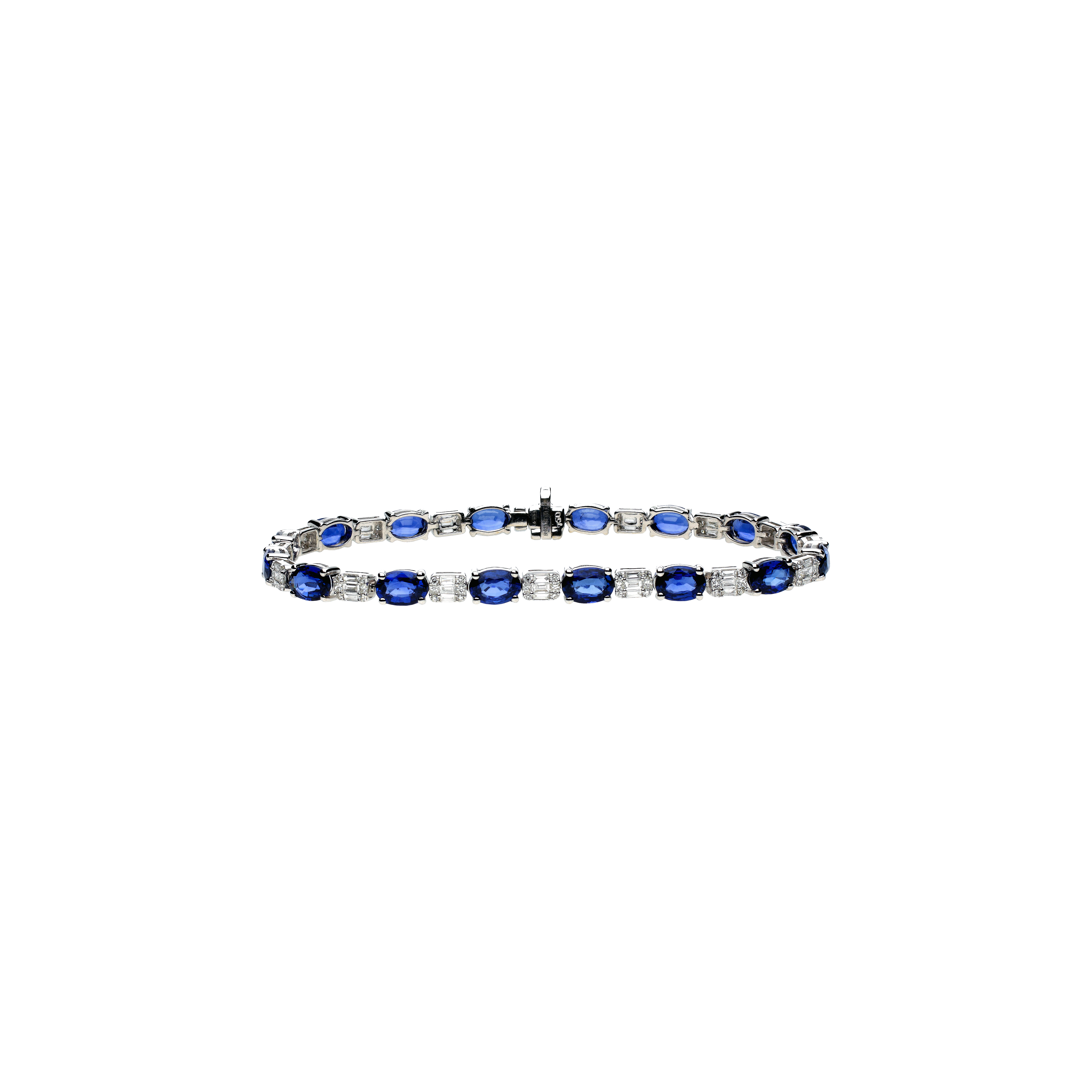 Bartorelli Italian Jewels | BRACCIALE TENNIS IN ORO BIANCO CON FANTASIA DI DIAMANTI E ZAFFIRI BLU - 390-BA0516A-D-W (1)