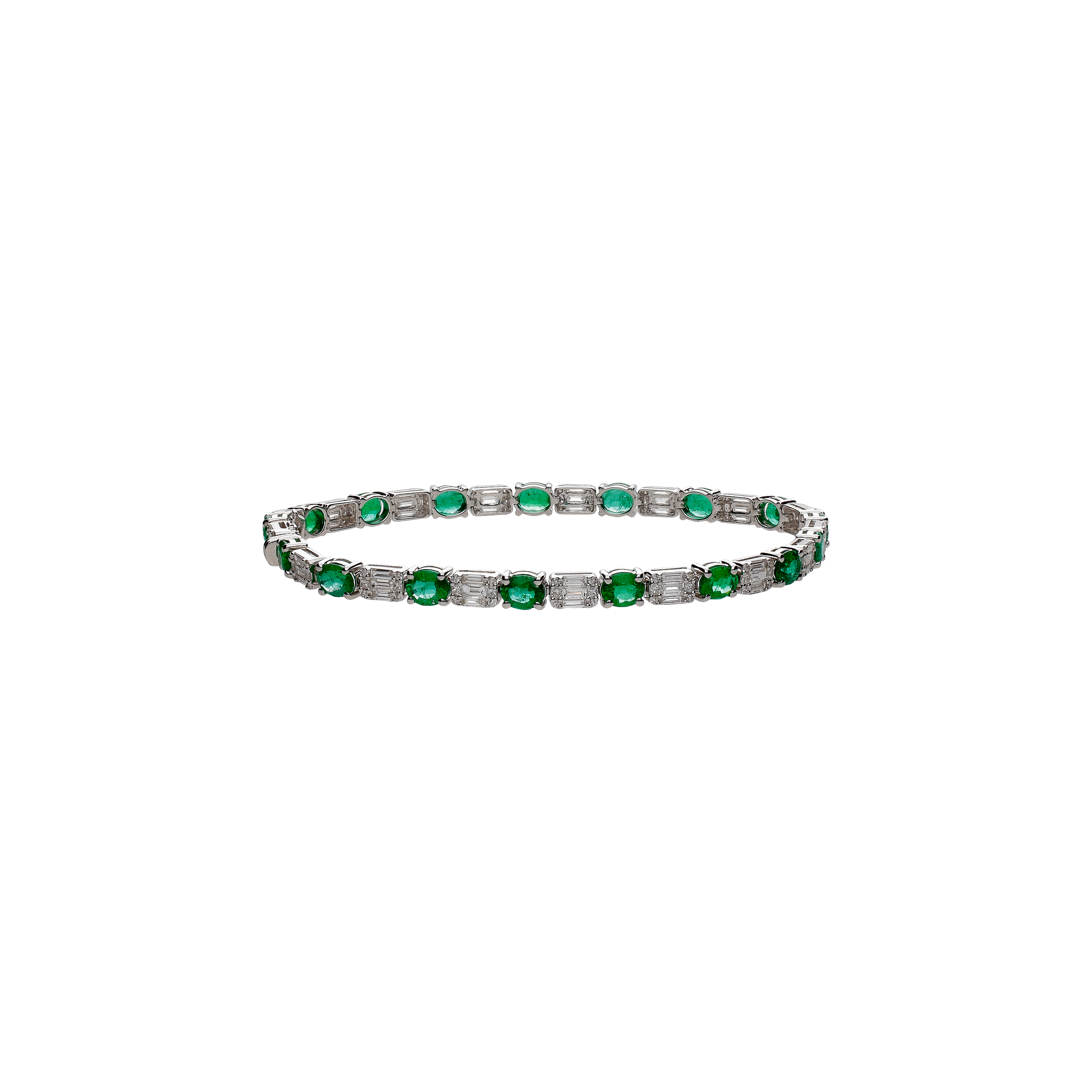 Bartorelli Italian Jewels | BRACCIALE TENNIS IN ORO BIANCO CON SMERALDI E DIAMANTI BIANCHI - 035-VB27902 (1)