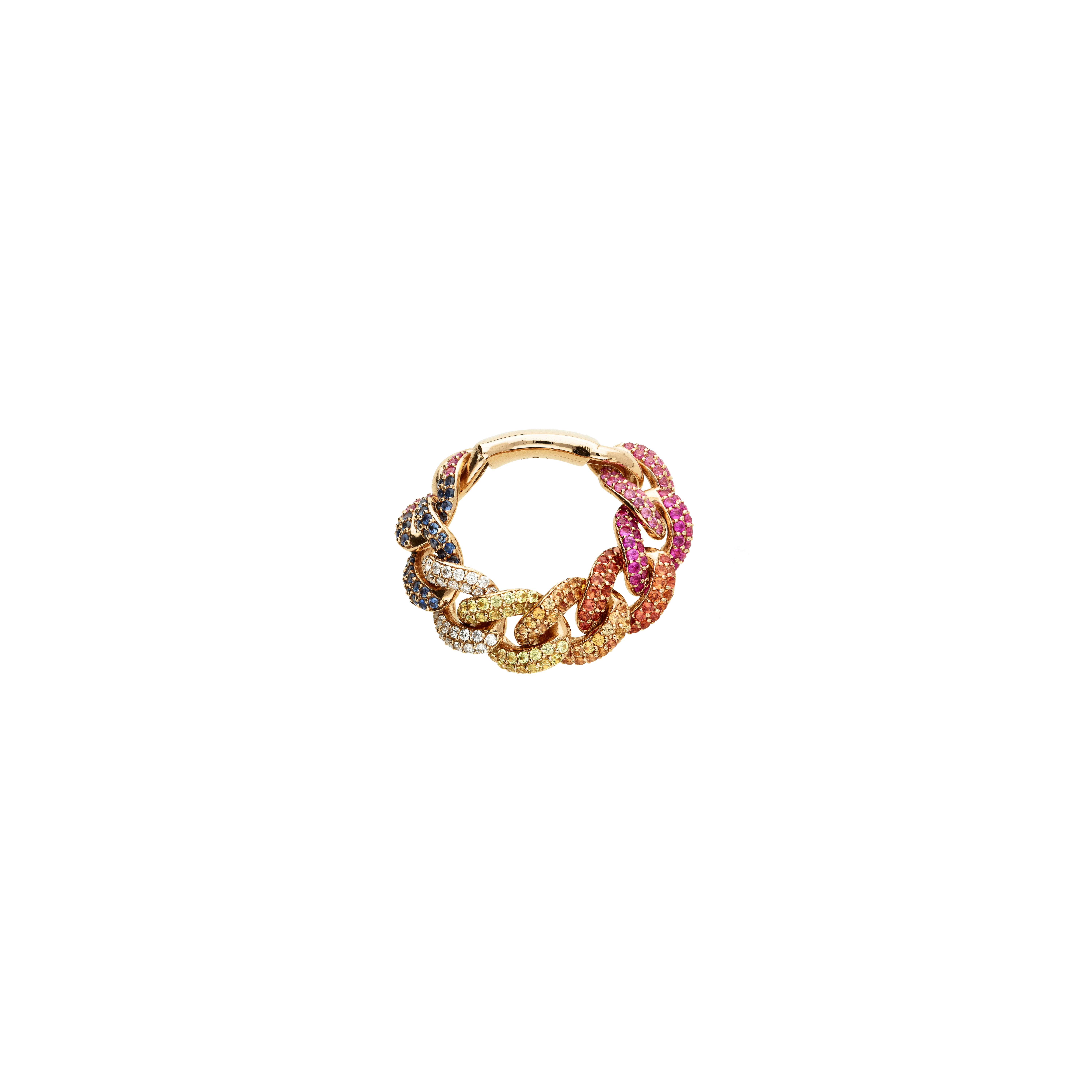 Bartorelli Italian Jewels | ANELLO RAINBOW A MAGLIE MORBIDE IN ORO ROSA CON ZAFFIRI MULTICOLOR E DIAMANTI - AR2461/MCS (1)