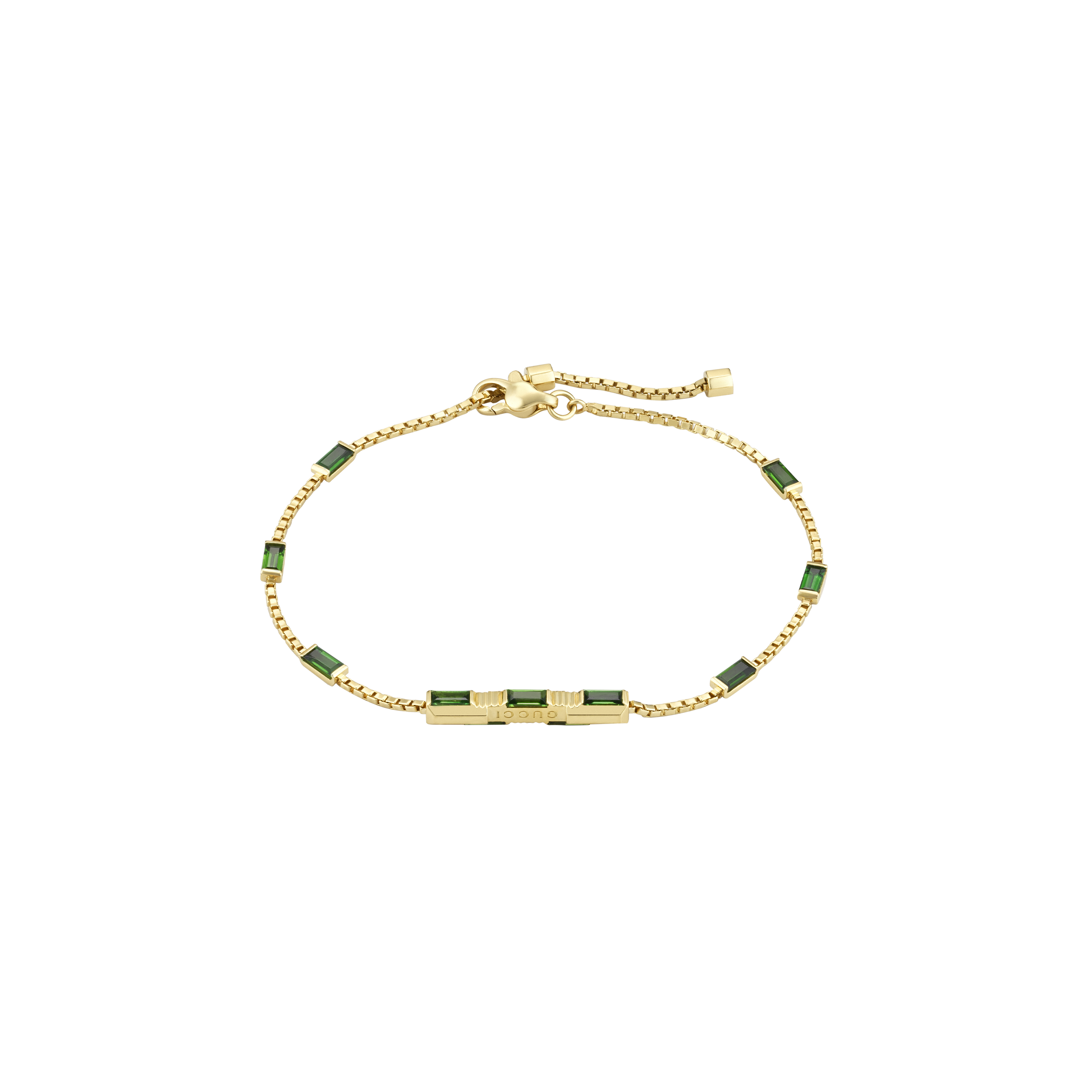 Gucci | BRACCIALE LINK TO LOVE IN ORO GIALLO E TORMALINA VERDE - YBA702395002 - YBA702395002 (1)