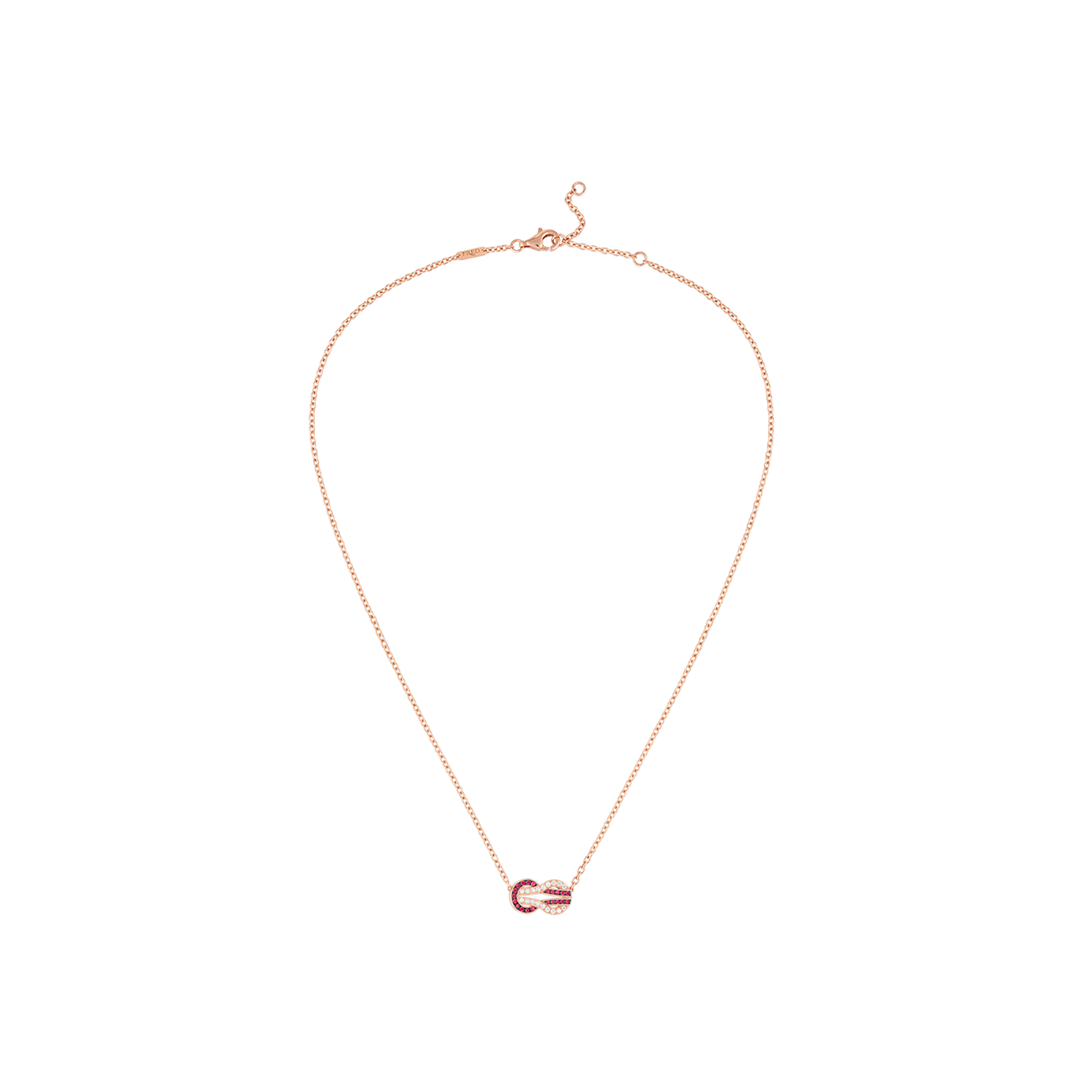 Fred | COLLANA CHANCE INFINIE IN ORO ROSA MODELLO MEDIO, RUBINI E DIAMANTI - 7B0253 - 7B0253 (1)