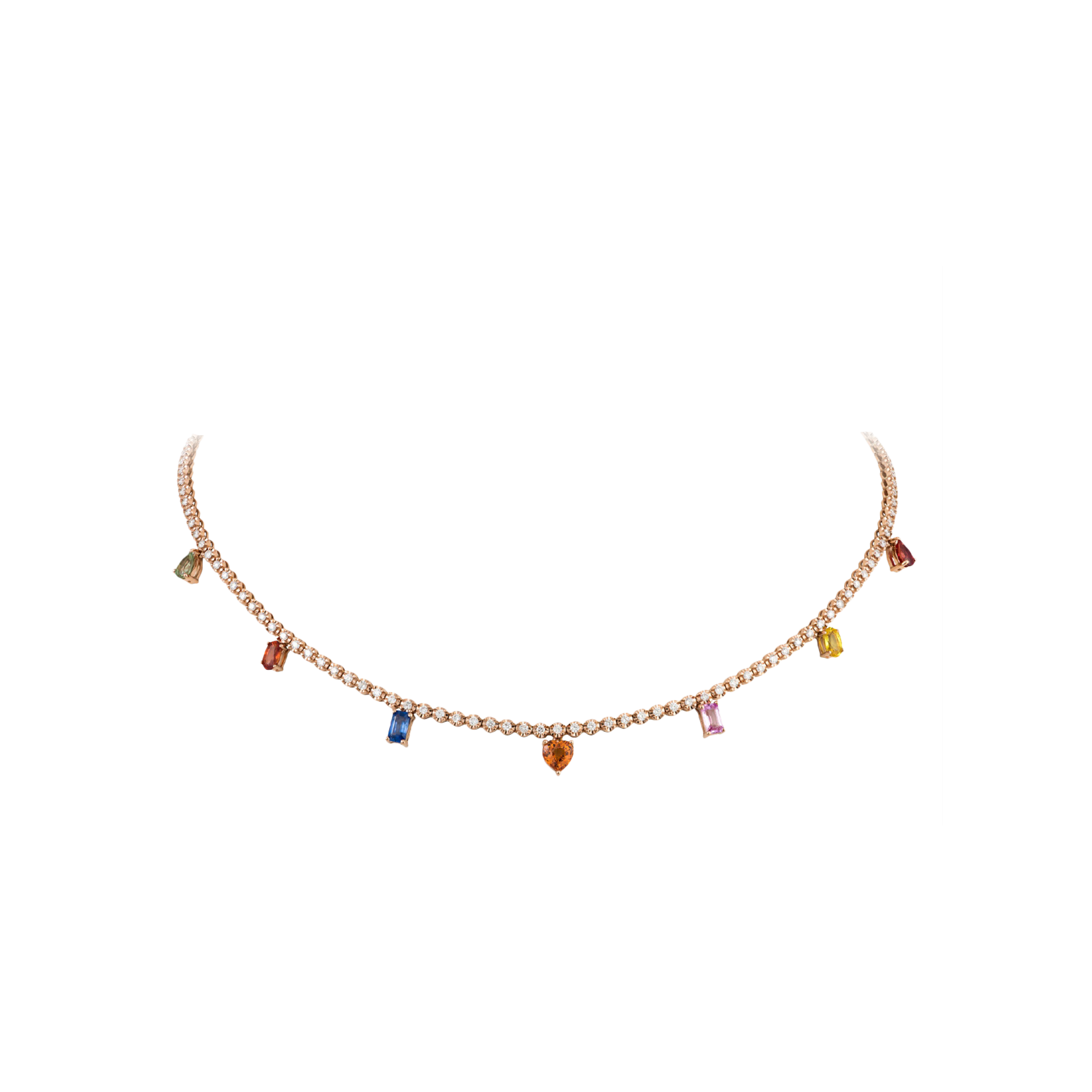 Bartorelli Italian Jewels | GIROCOLLO TENNIS CON DIAMANTI BIANCHI E ZAFFIRI MULTICOLOR - AN3064/MCS (1)