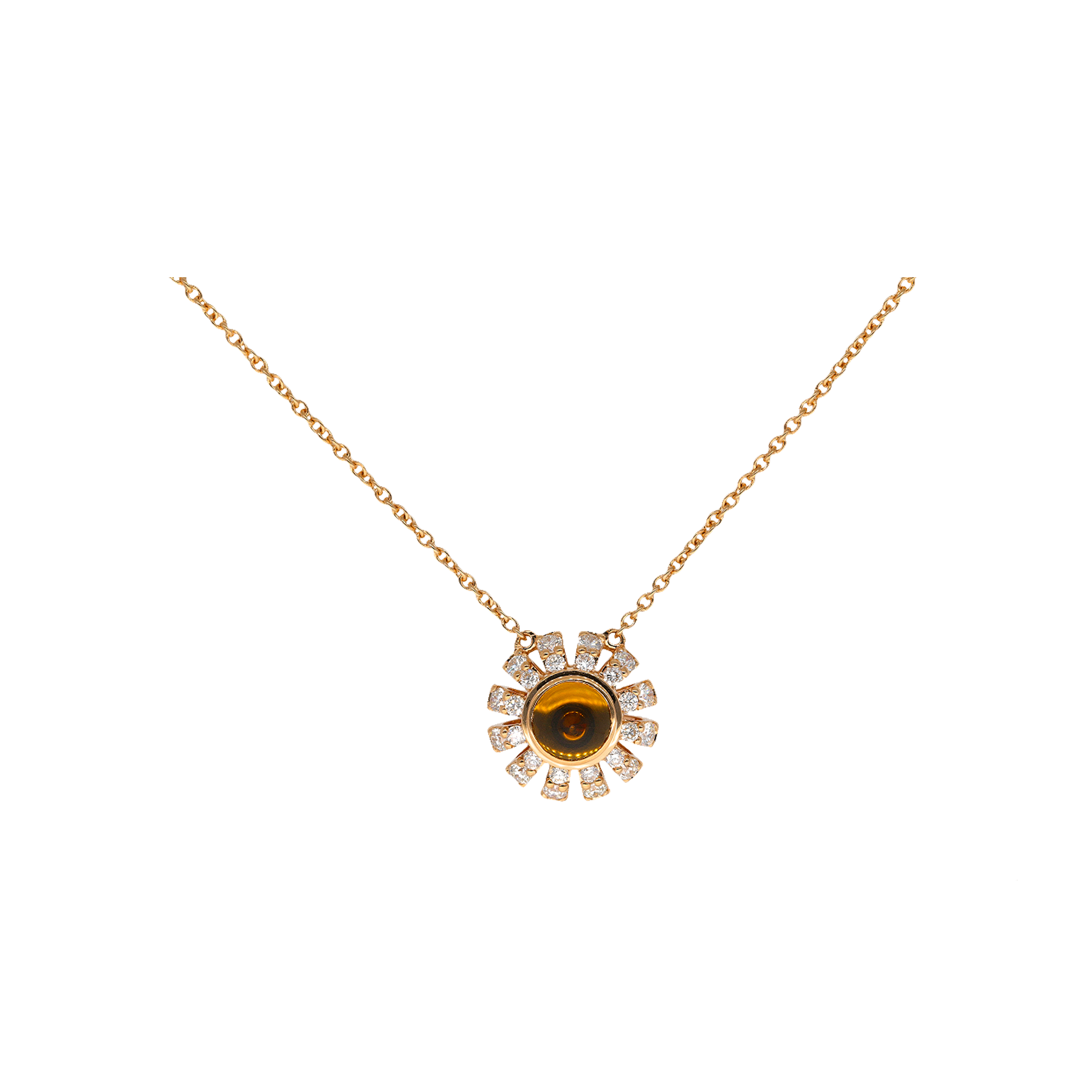 Bartorelli Italian Jewels | COLLANA GIROCOLLO CORONA IN ORO ROSA CON DIAMANTI E QUARZO CITRINO - VP28847DCTP (1)