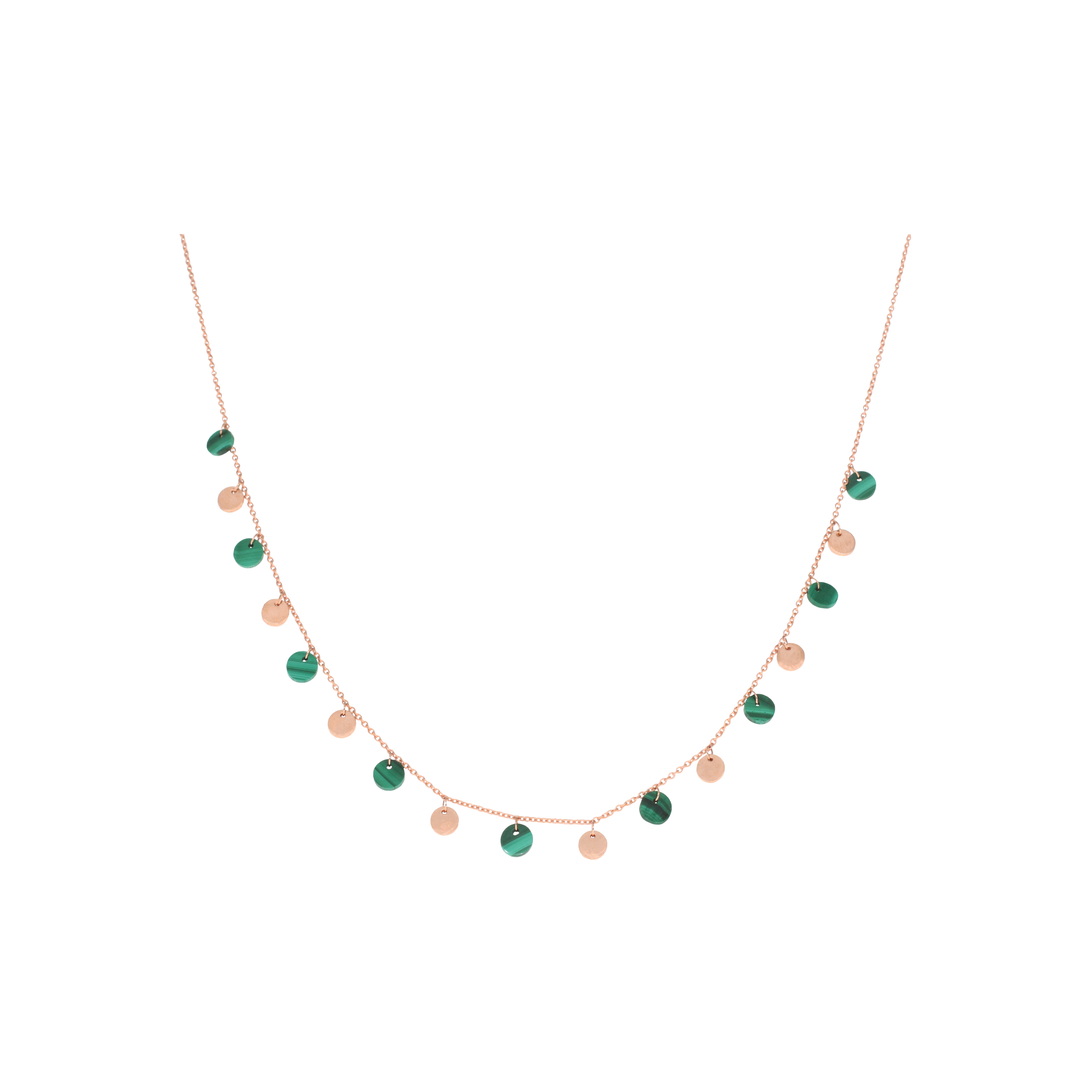 Bartorelli Italian Jewels | COLLANA PAILLETTES IN ORO ROSA E MALACHITE - C082/3-MA (1)