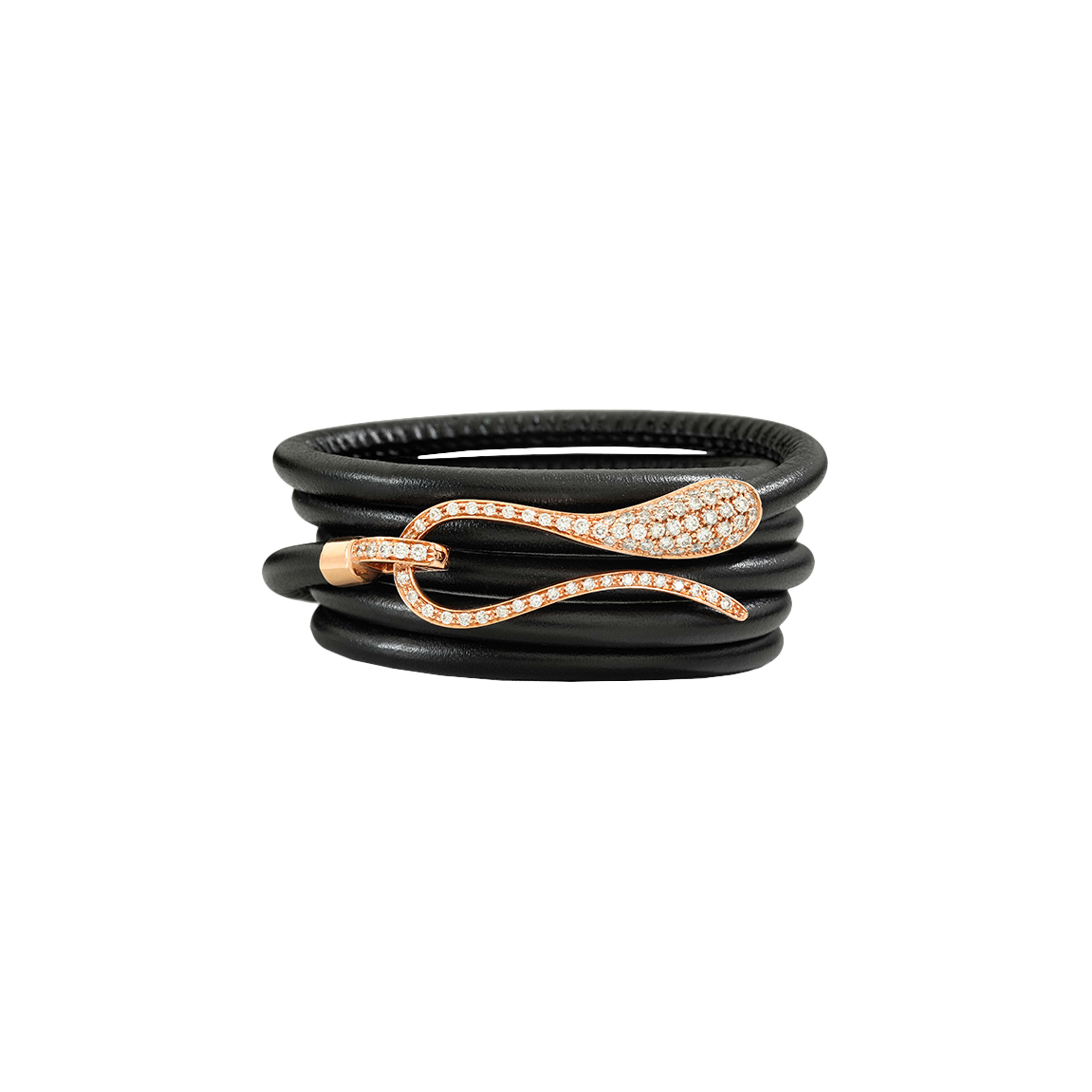Dada Arrigoni | BRACCIALE ELIKA IN PELLE CON CHIUSURA IN ORO ROSA E PAV&Eacute; DI DIAMANTI - DEK03BRRRDIXN - DEK03BRRRDIXN (1)