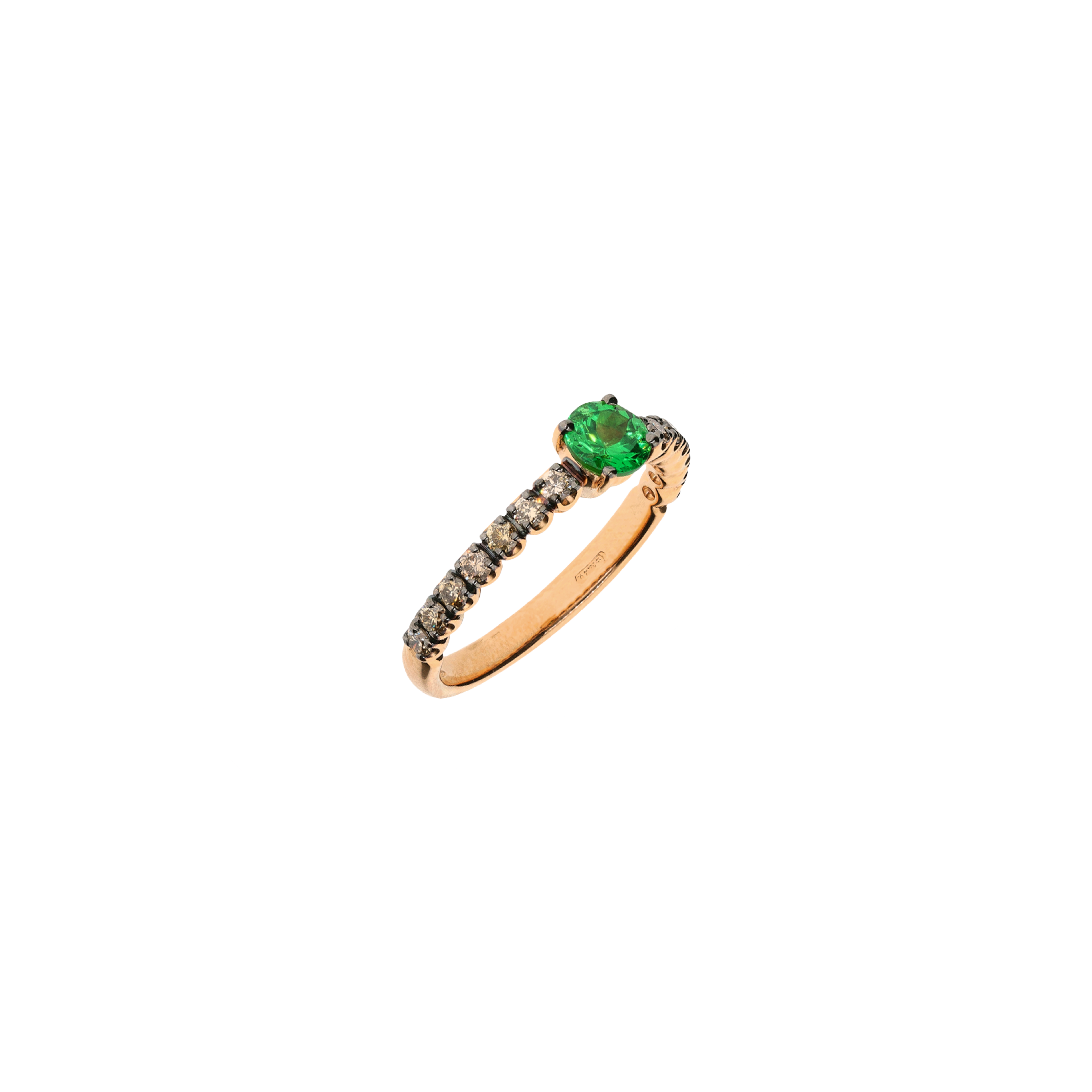 Bartorelli Italian Jewels | ANELLO IN ORO ROSA CON TSAVORITE E DIAMANTI BROWN - FA1141R013002N (1)