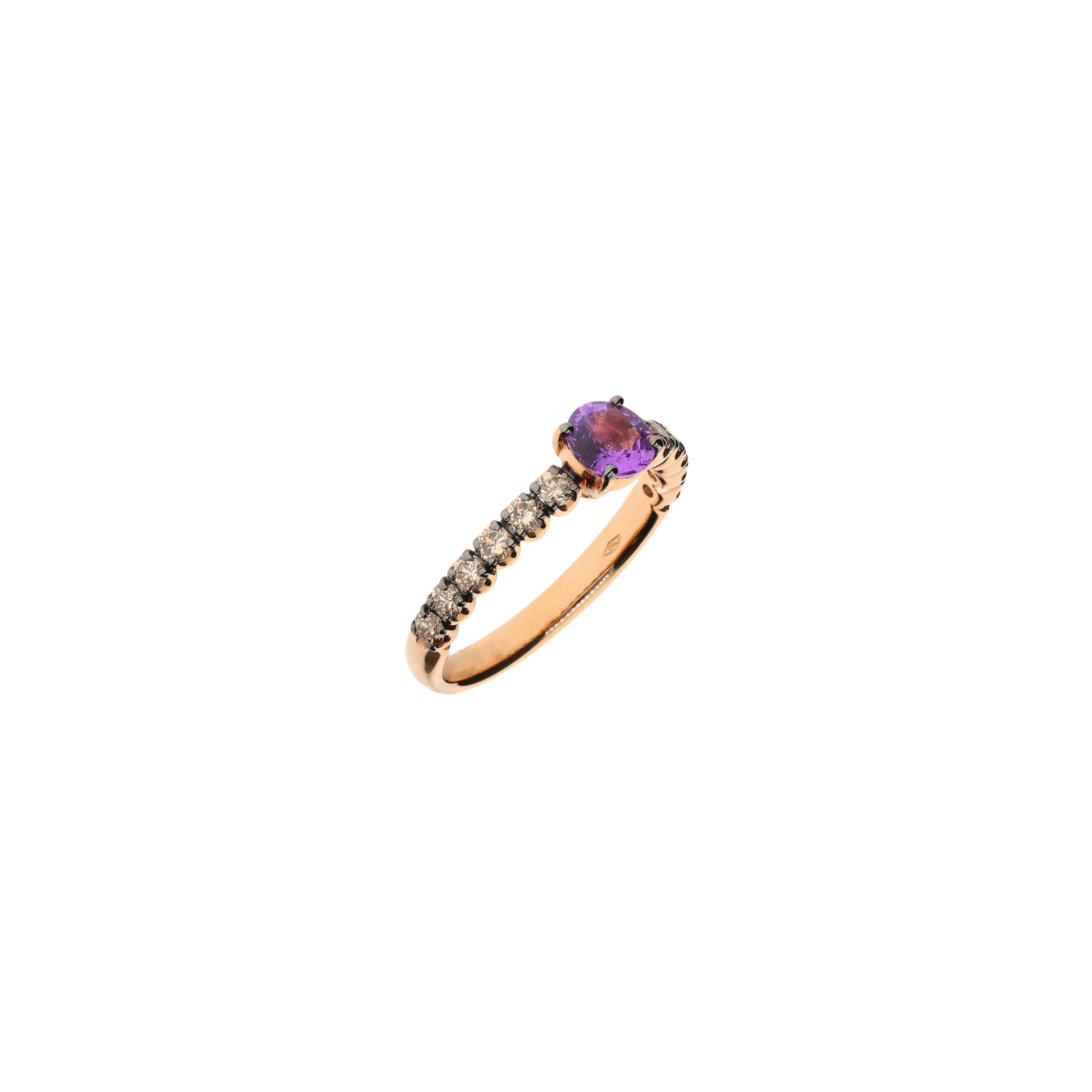 Bartorelli Italian Jewels | ANELLO IN ORO ROSA CON ZAFFIRO VIOLA  E DIAMANTI BROWN - FA1142R011002N (1)