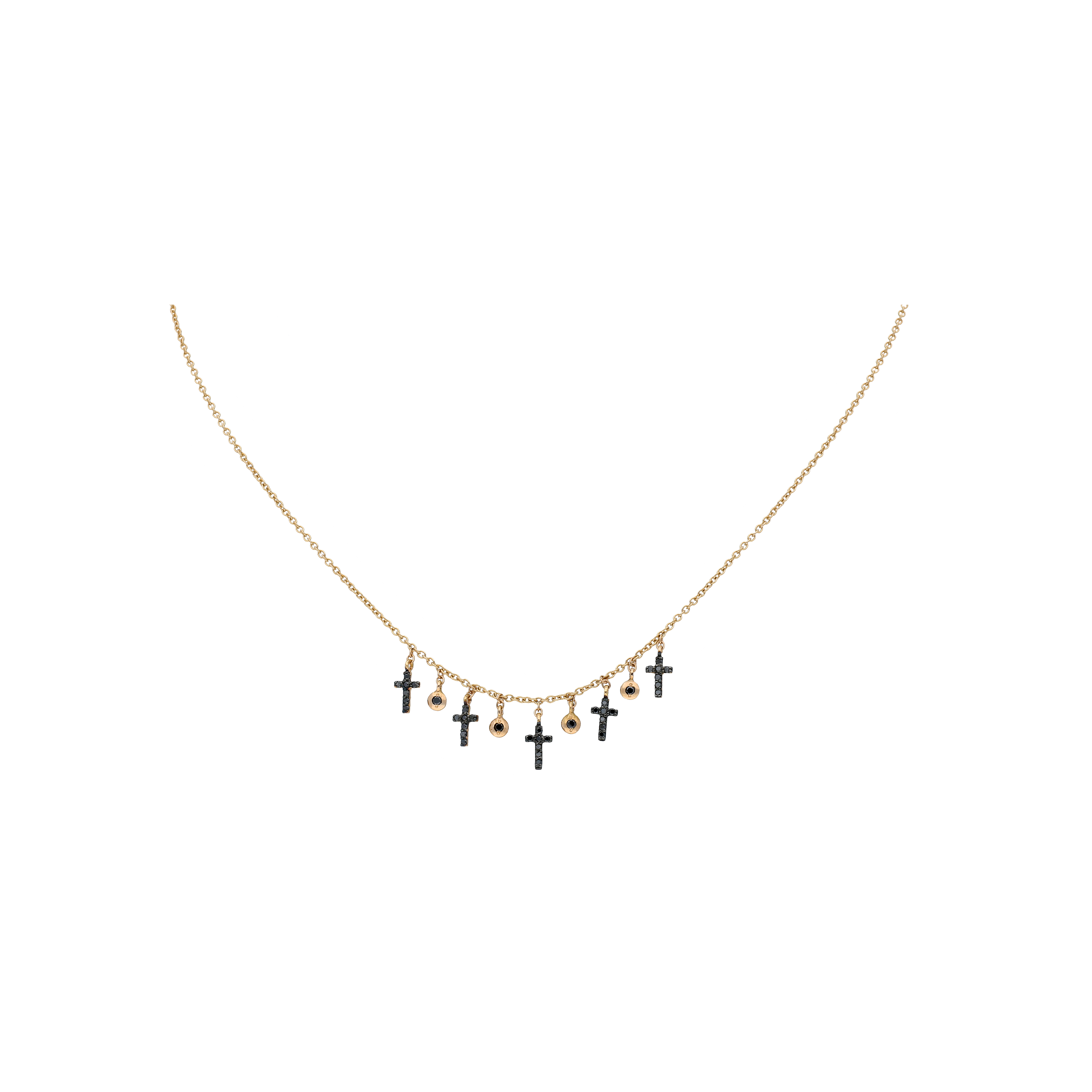 Bartorelli Italian Jewels | GIROCOLLO IN ORO ROSA CON CROCI DI DIAMANTI NERI - C054/40/3DN (1)