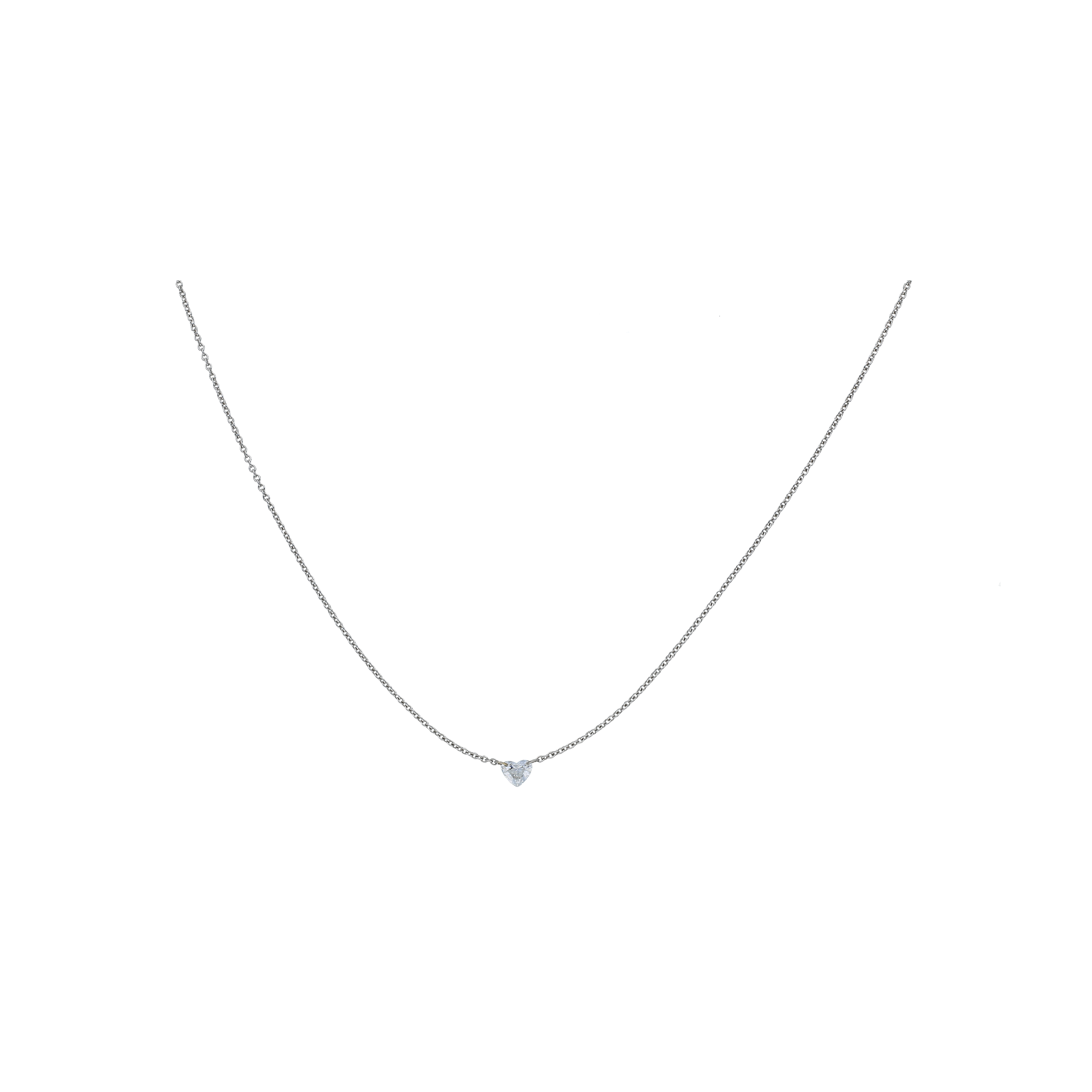 Bartorelli Italian Jewels | COLLANA SOLITARIO DIAMANTE CUORE IN ORO BIANCO - C058/C (1)