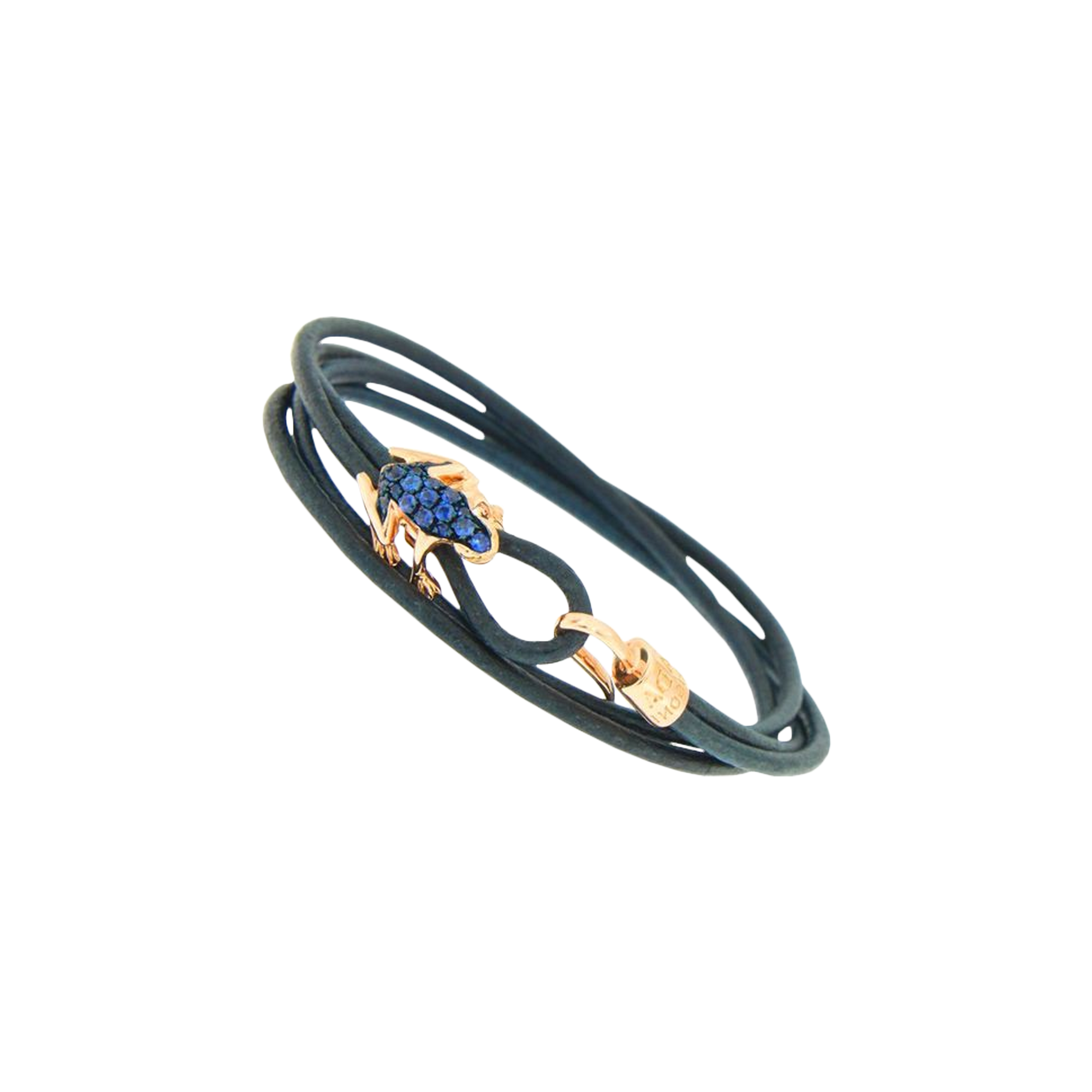 Dada Arrigoni | BRACCIALE HAPPY FROG IN PELLE BLU, ORO ROSA E ZAFFIRI BLU - DHF12BRRNZBXL - DHF12BRRNZBXL (1)