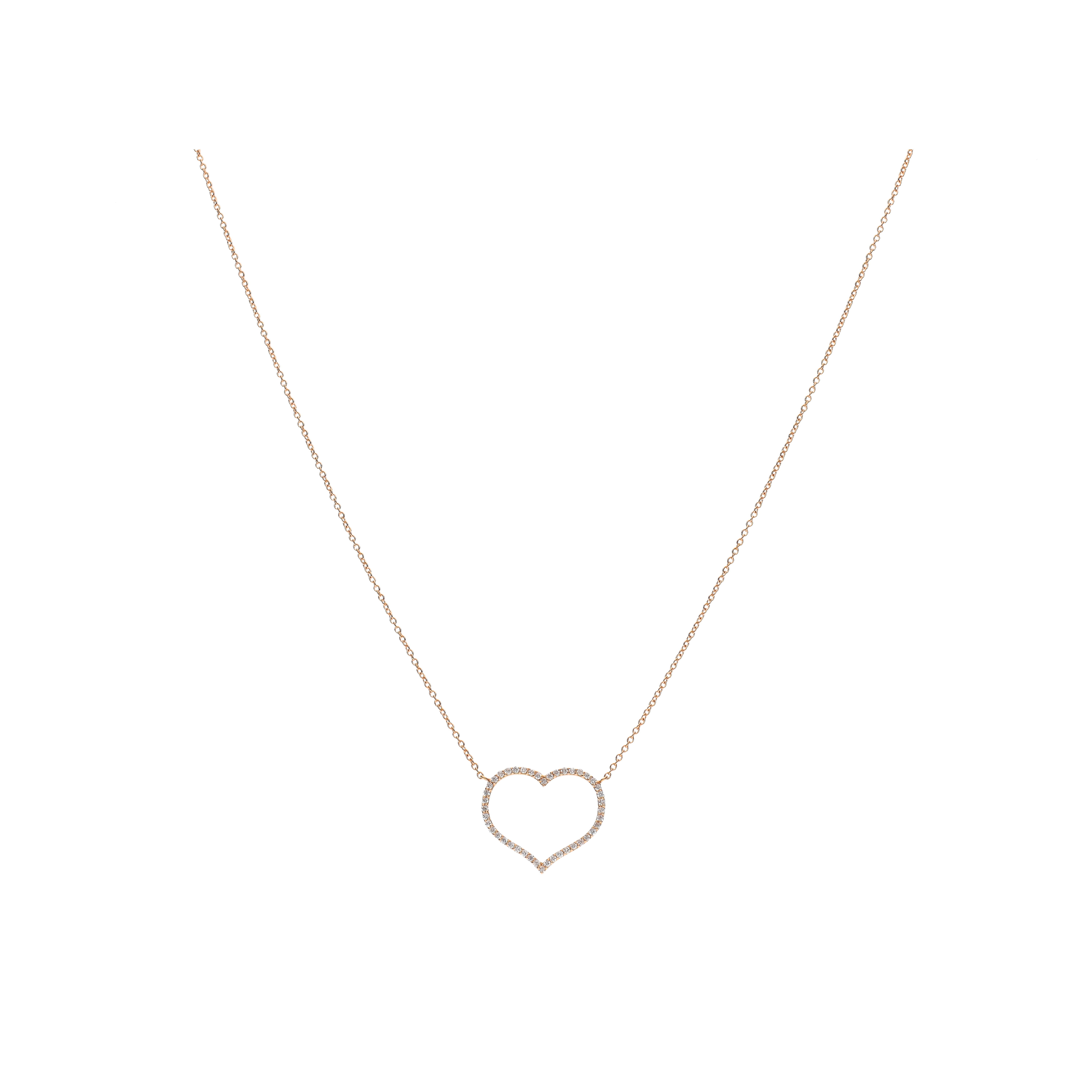Bartorelli Italian Jewels | COLLANA IN ORO ROSA CON CUORE SILHOUETTE IN PAV&Eacute; DI DIAMANTI BIANCHI - C081/4-OR (1)
