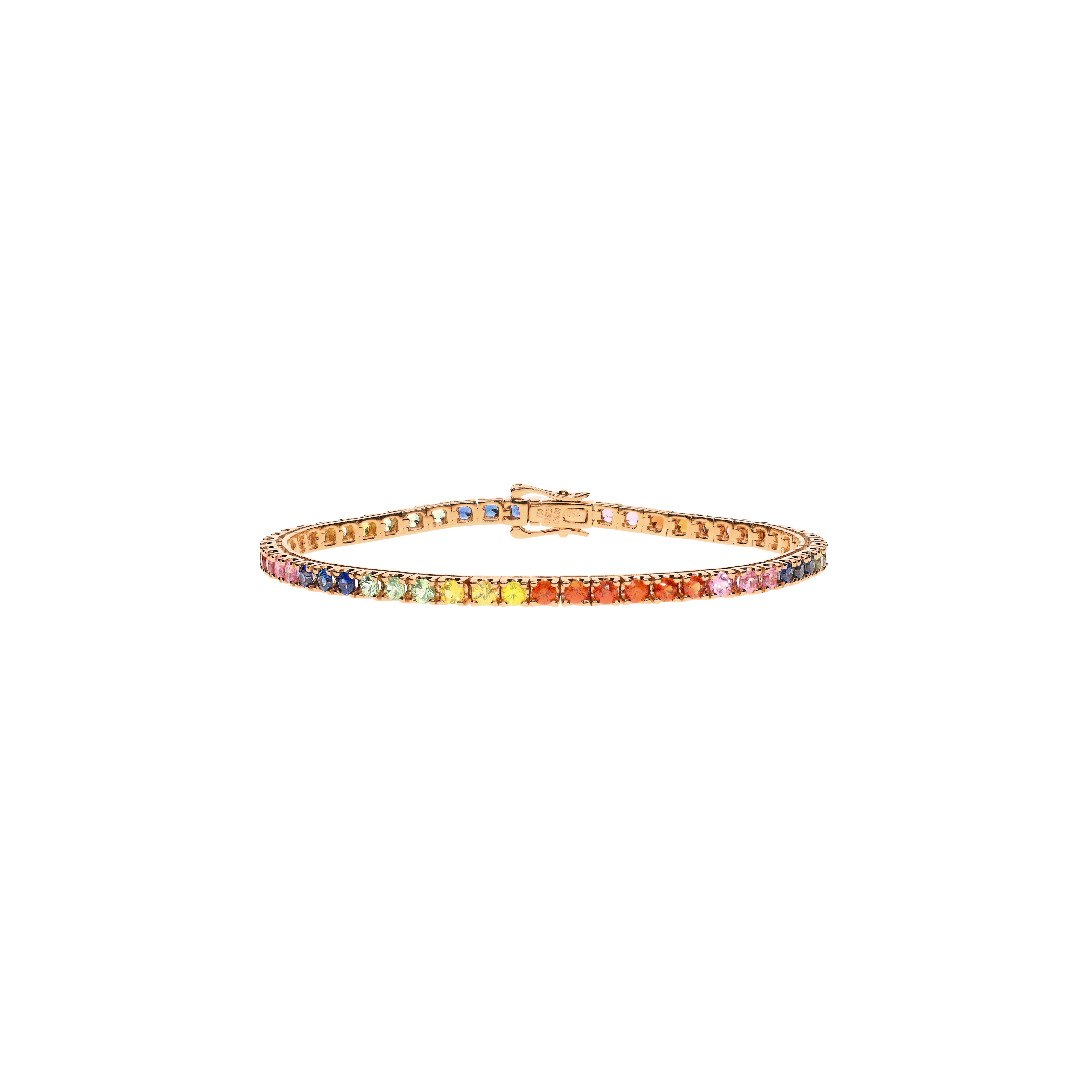 Bartorelli Italian Jewels | BRACCIALE TENNIS RAINBOW IN ORO ROSA CON ZAFFIRI MULTICOLOR - AB02314/MCS (1)