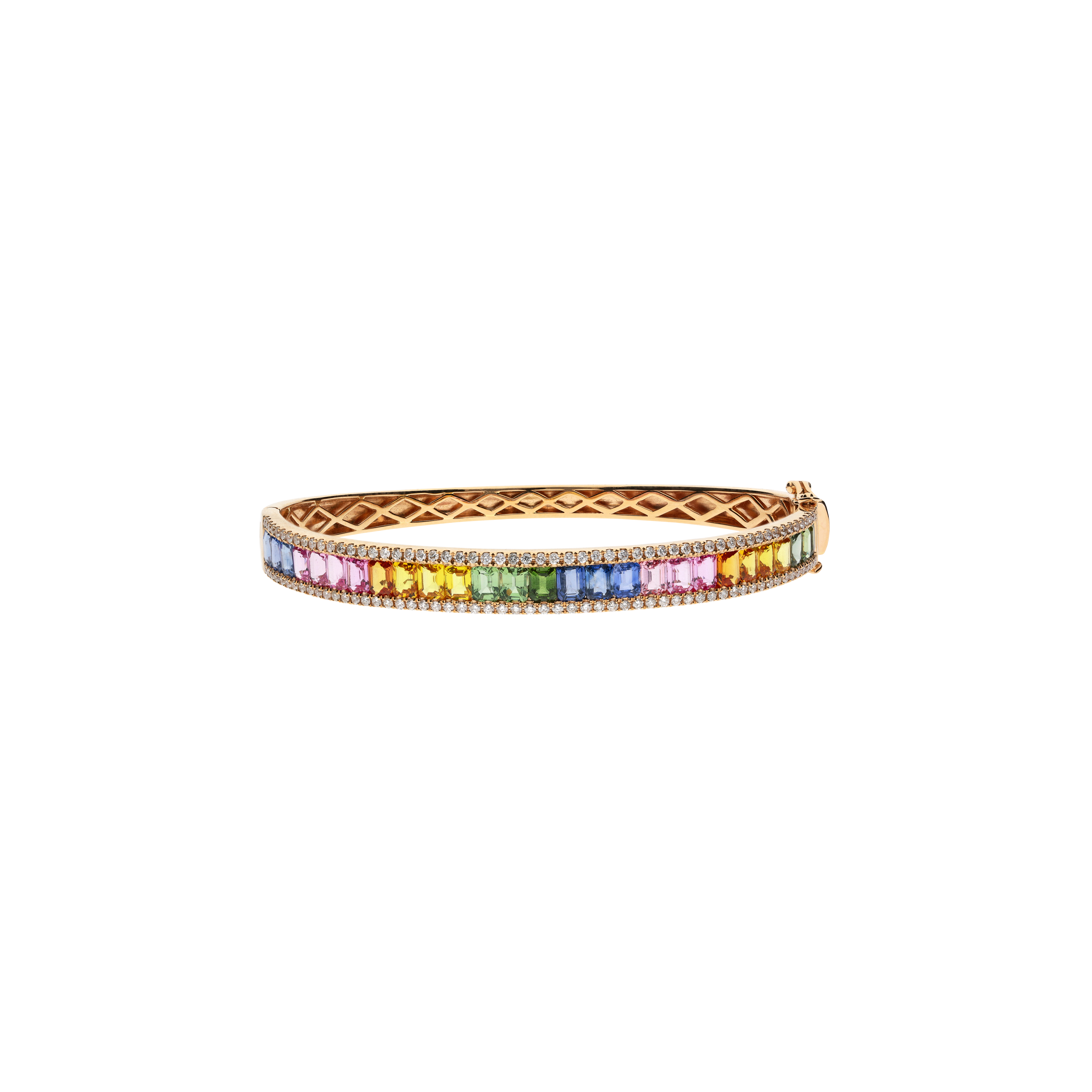 Bartorelli Italian Jewels | BRACCIALE RAINBOW DEMI-TENNIS IN ORO ROSA CON ZAFFIRI MULTICOLOR E DIAMANTI - KB1046/MS (1)